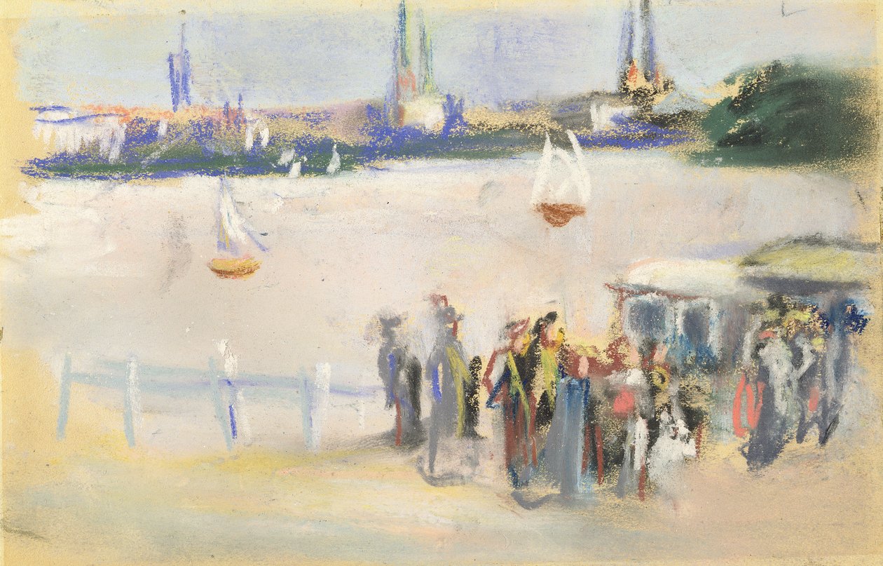 Asensenalster的视图，1909年（纸上粉彩） 作者 马克斯·利伯曼