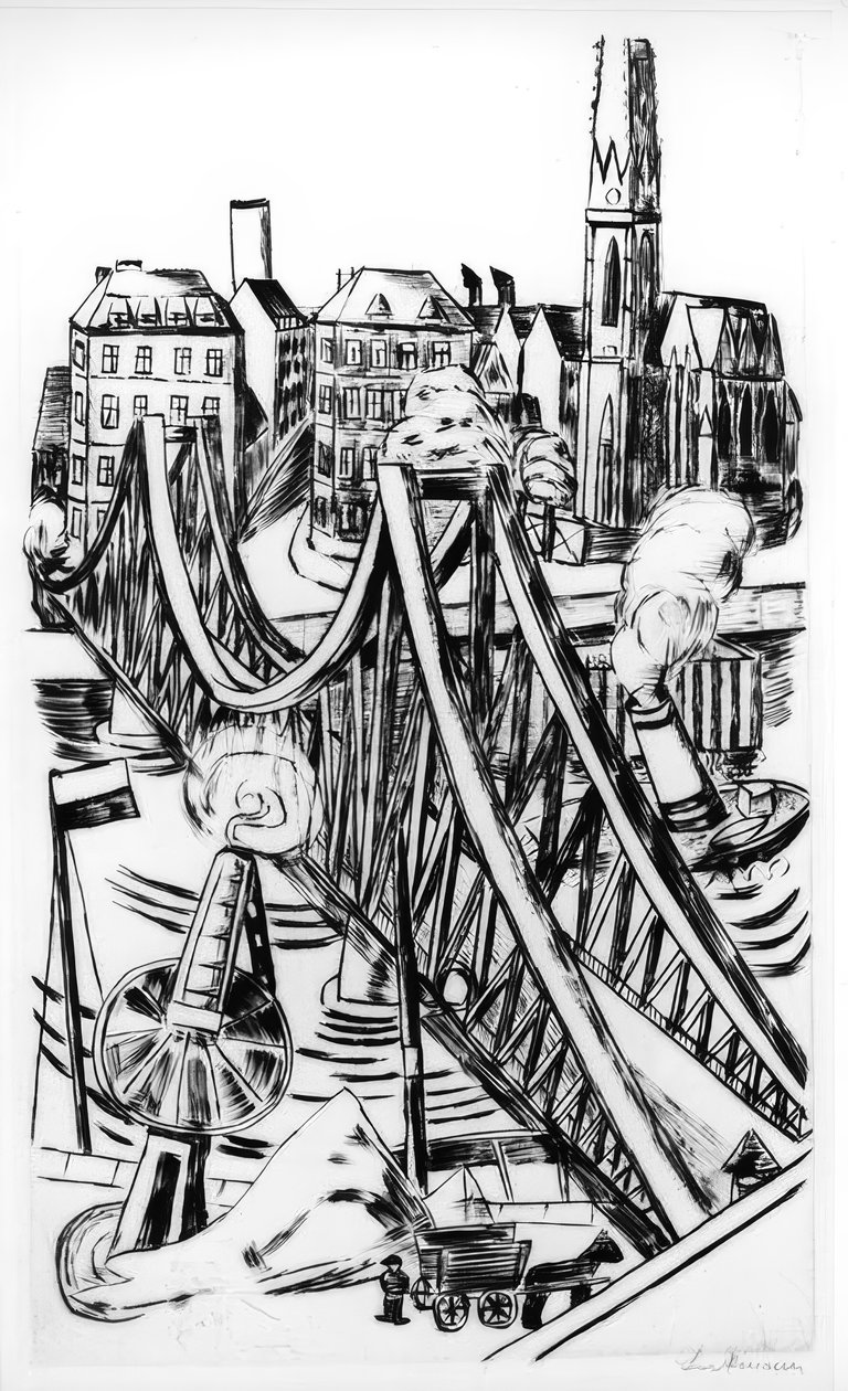 美因河畔法兰克福的铁桥(Große Brücke) 作者 马克斯·贝克曼