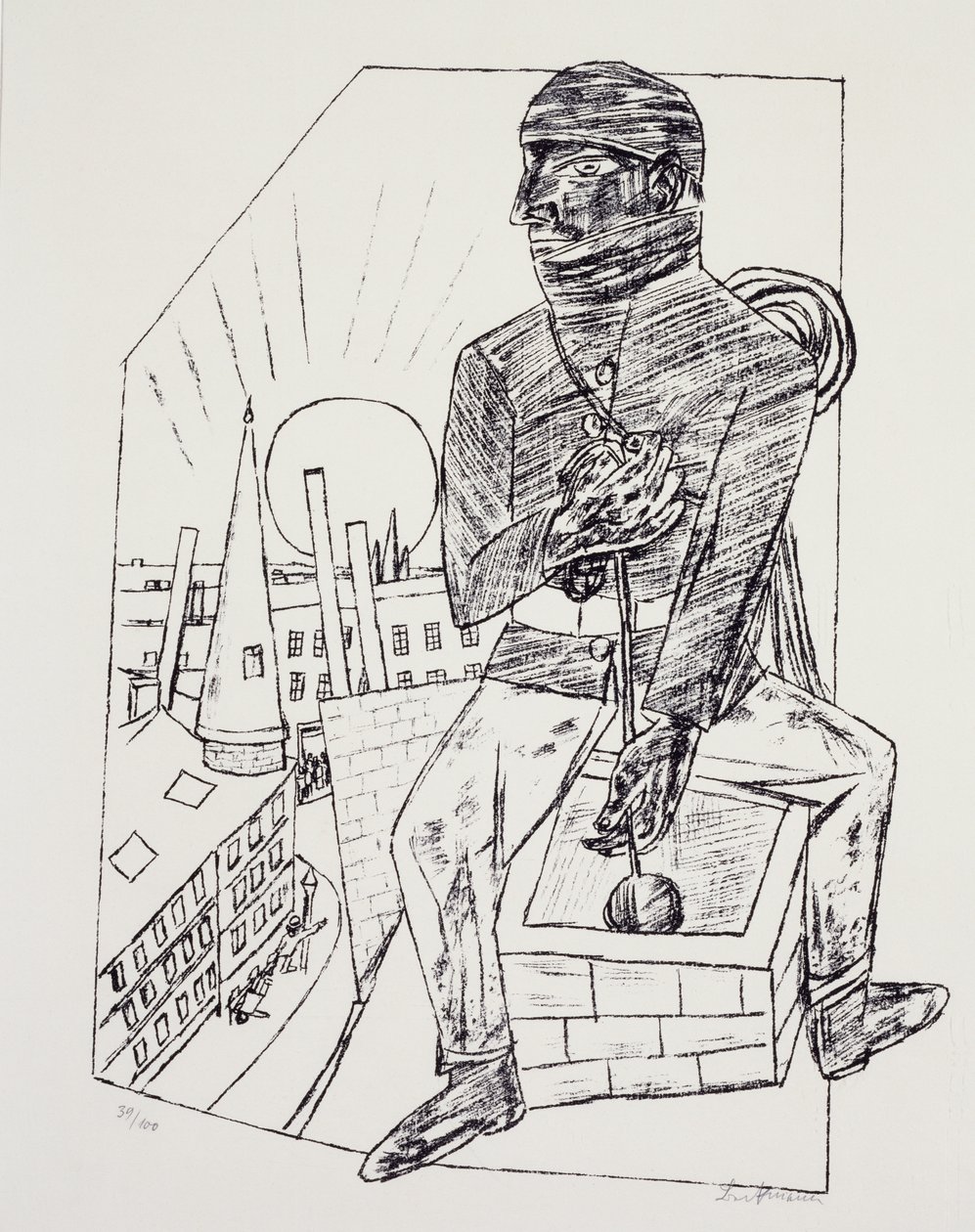 《扫烟囱的人》，马克斯·贝克曼（Max Beckmann，1884-1950 年）创作，石版画。 德国，20世纪。 作者 马克斯·贝克曼
