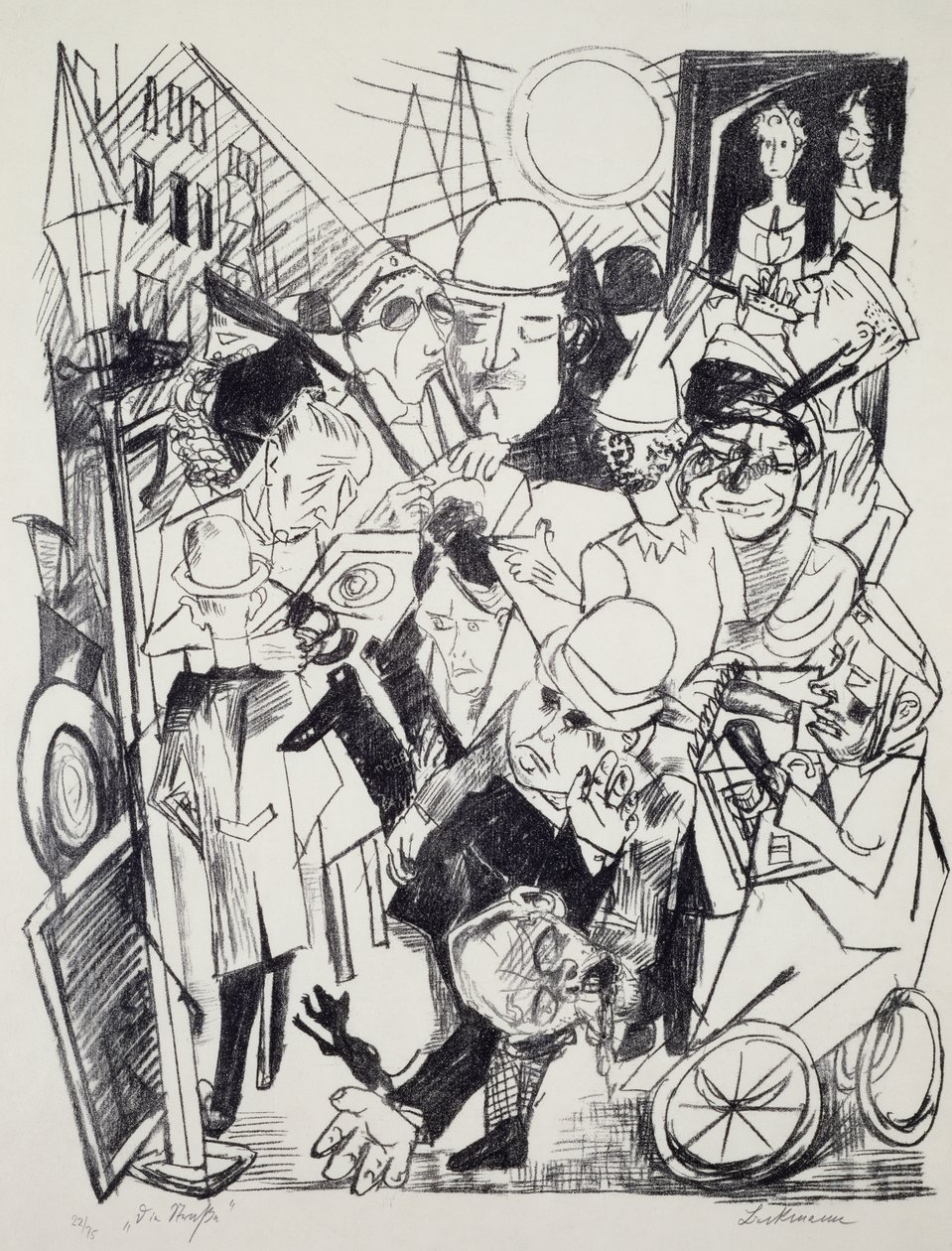 街道，由马克斯·贝克曼（Max Beckmann，1884-1950）雕刻。 德国，20世纪。 作者 马克斯·贝克曼