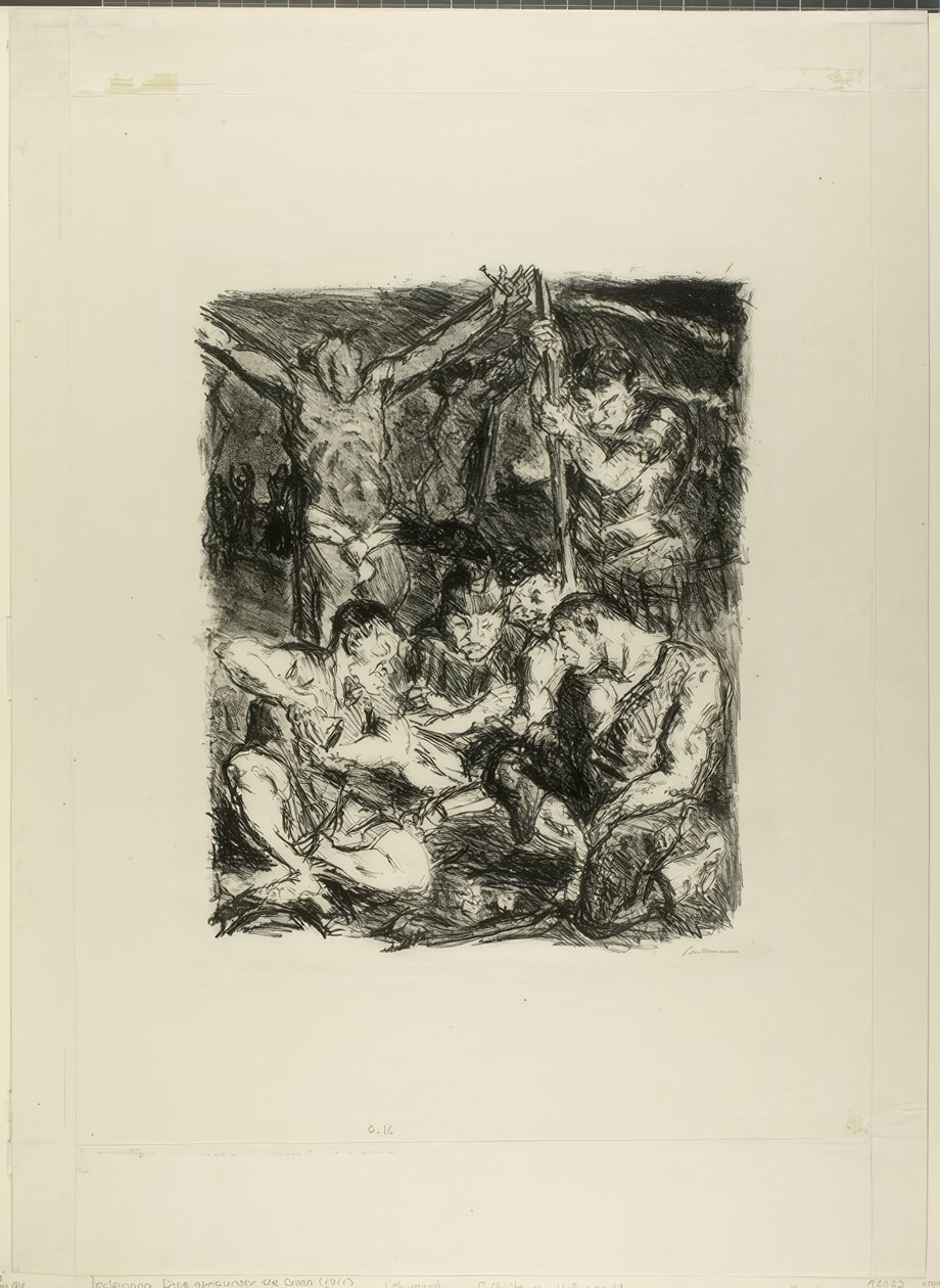 十字架前掷骰子，图版六，来自《新约圣经》中的几幅石版画 作者 马克斯·贝克曼