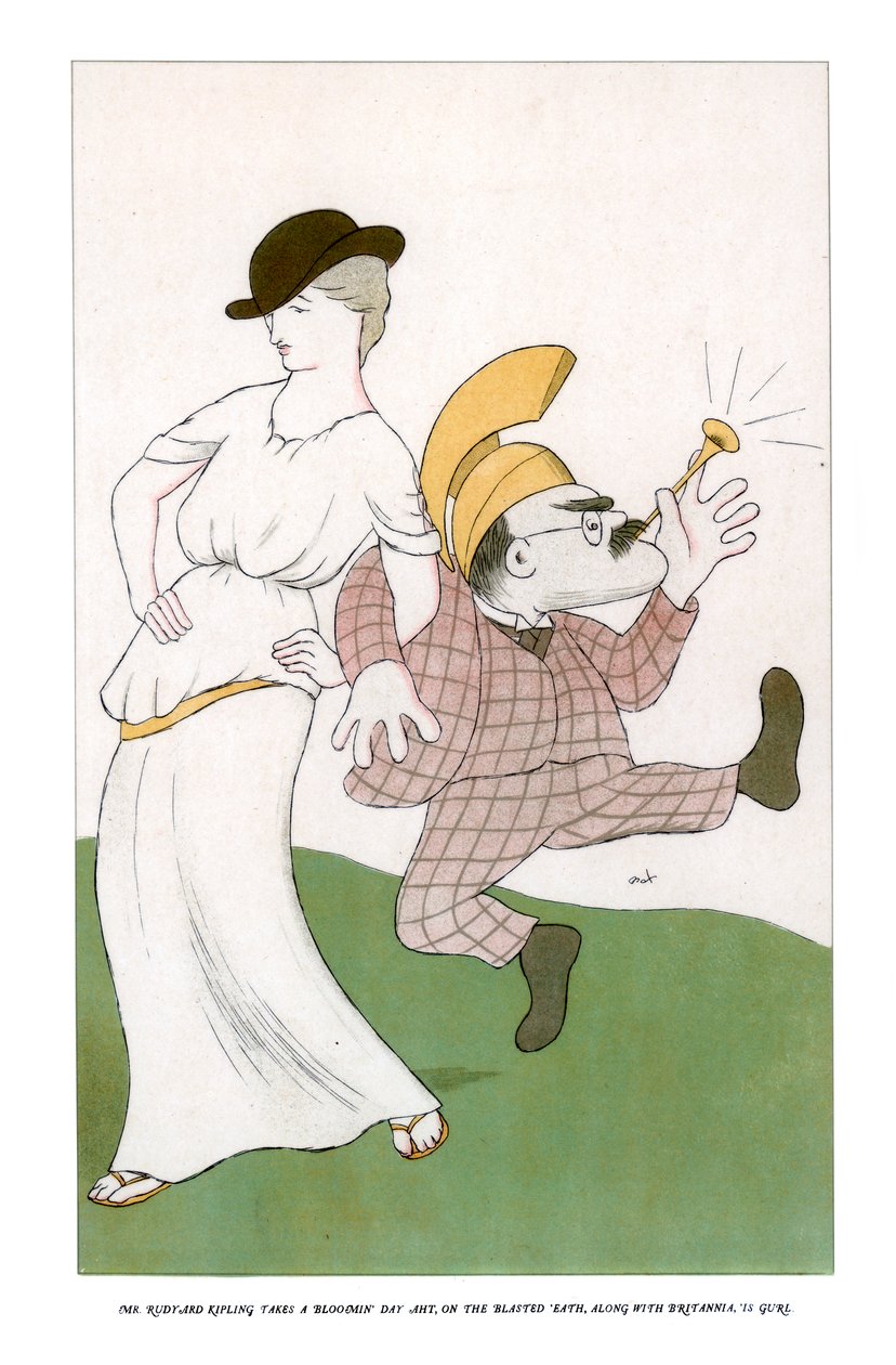 1904年，鲁德亚德·吉卜林（Rudyard Kipling）先生在爆破的食堂上度过了一天的绽放。 作者 马克斯·比尔博姆