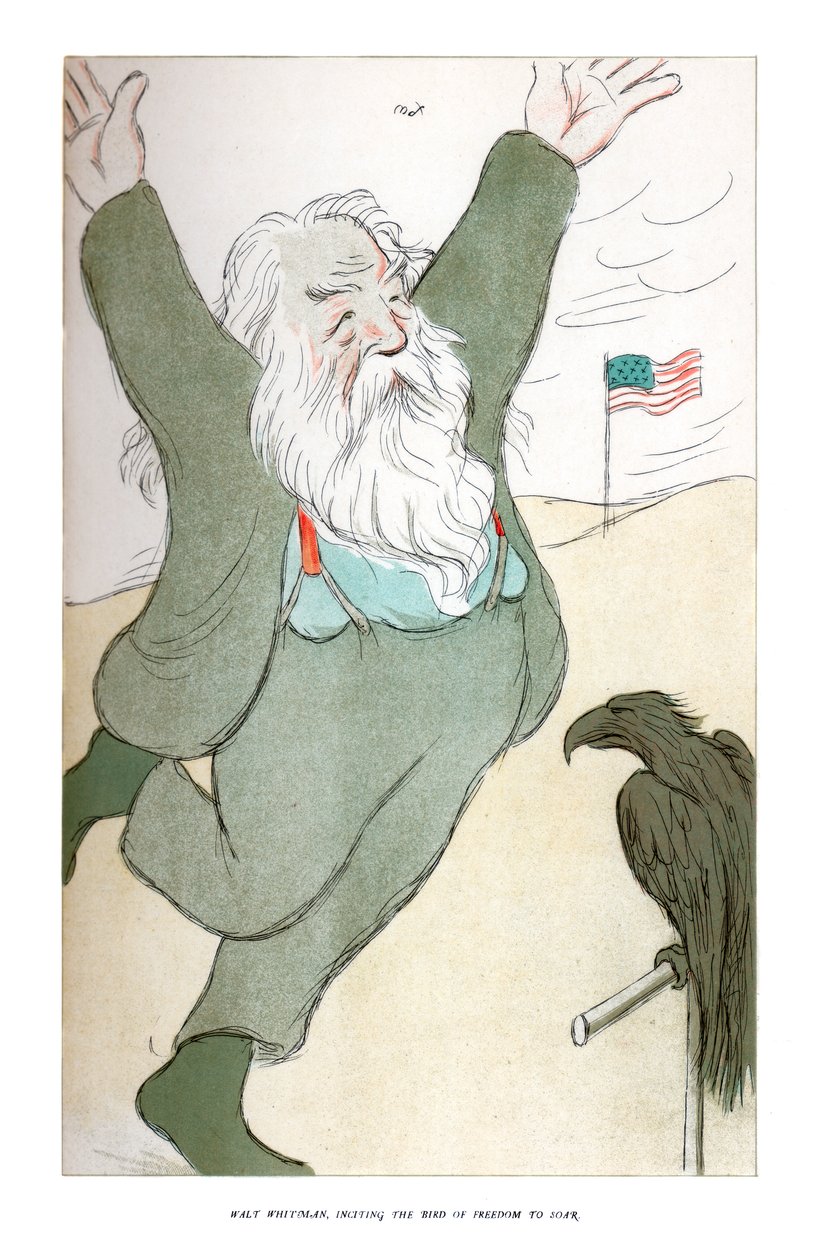 沃尔特·惠特曼（Walt Whitman），《煽动自由飞翔的鸟》，1904年。 作者 马克斯·比尔博姆