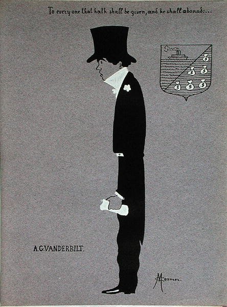 阿尔弗雷德·格温·范德比尔特 (Alfred Gwynne Vanderbilt)（1877-1915）的漫画，出自《美国百万富翁》 作者 马克斯克莱默