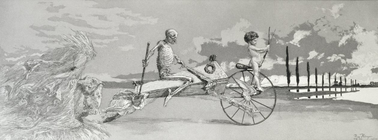 爱情，死亡与超越，1881年，来自&39;Intermezzi（蚀刻，干点和aquatint）的XII 作者 马克斯·克林格