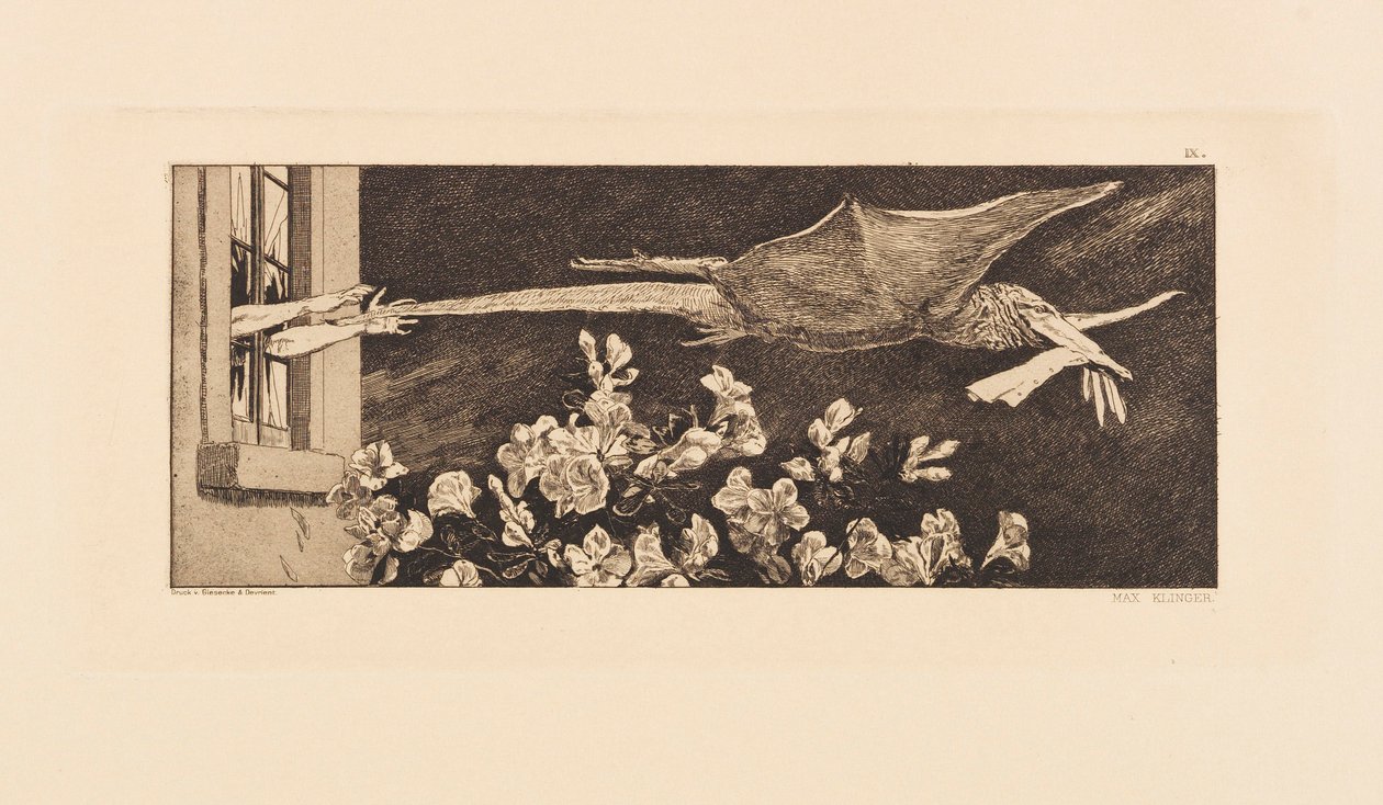 作品六，选自《关于发现手套的解析》，1881年。 作者 马克斯·克林格