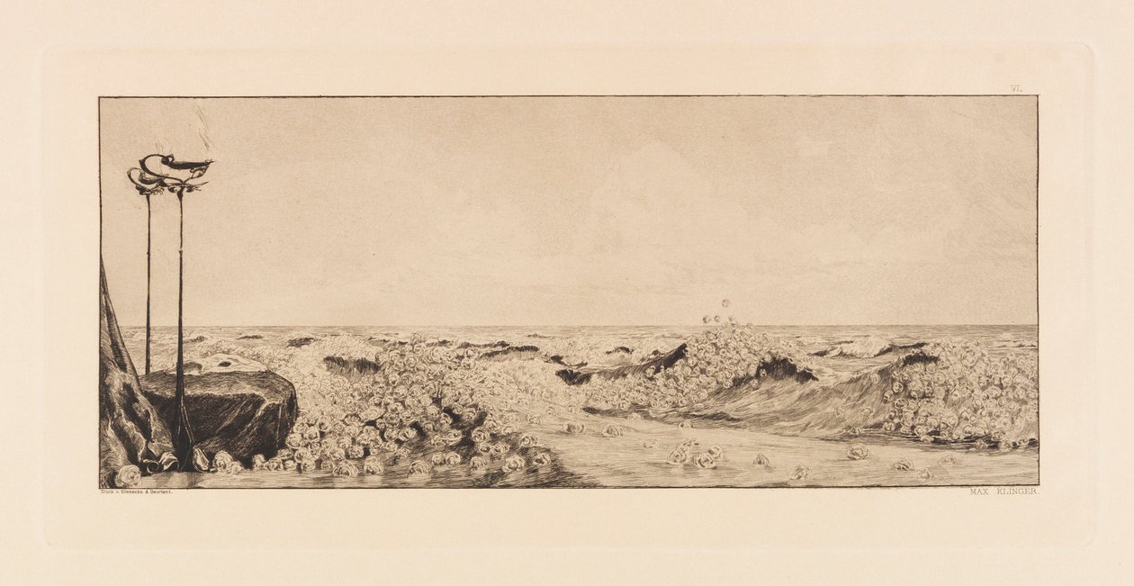作品六，选自《关于发现手套的解析》，1881年。 作者 马克斯·克林格
