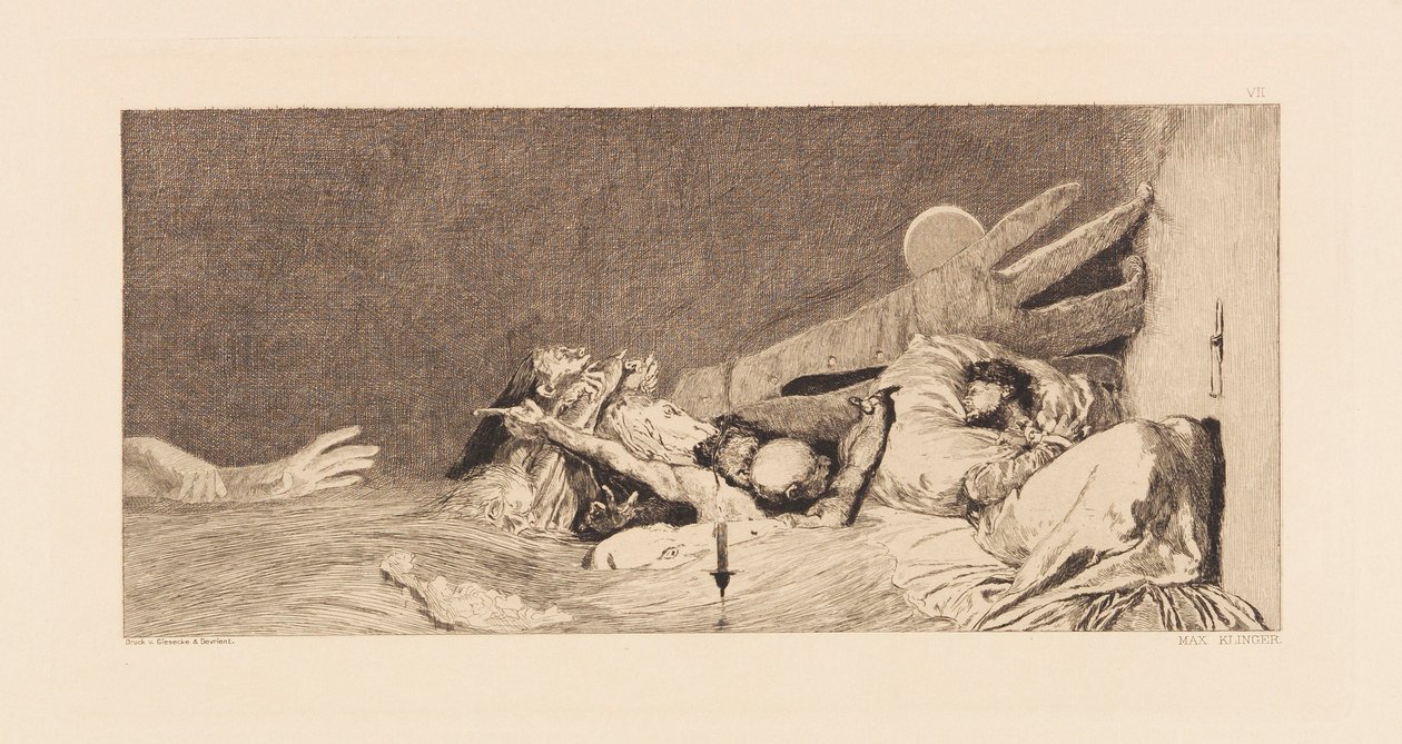作品六，选自《关于发现手套的解析》，1881年。 作者 马克斯·克林格