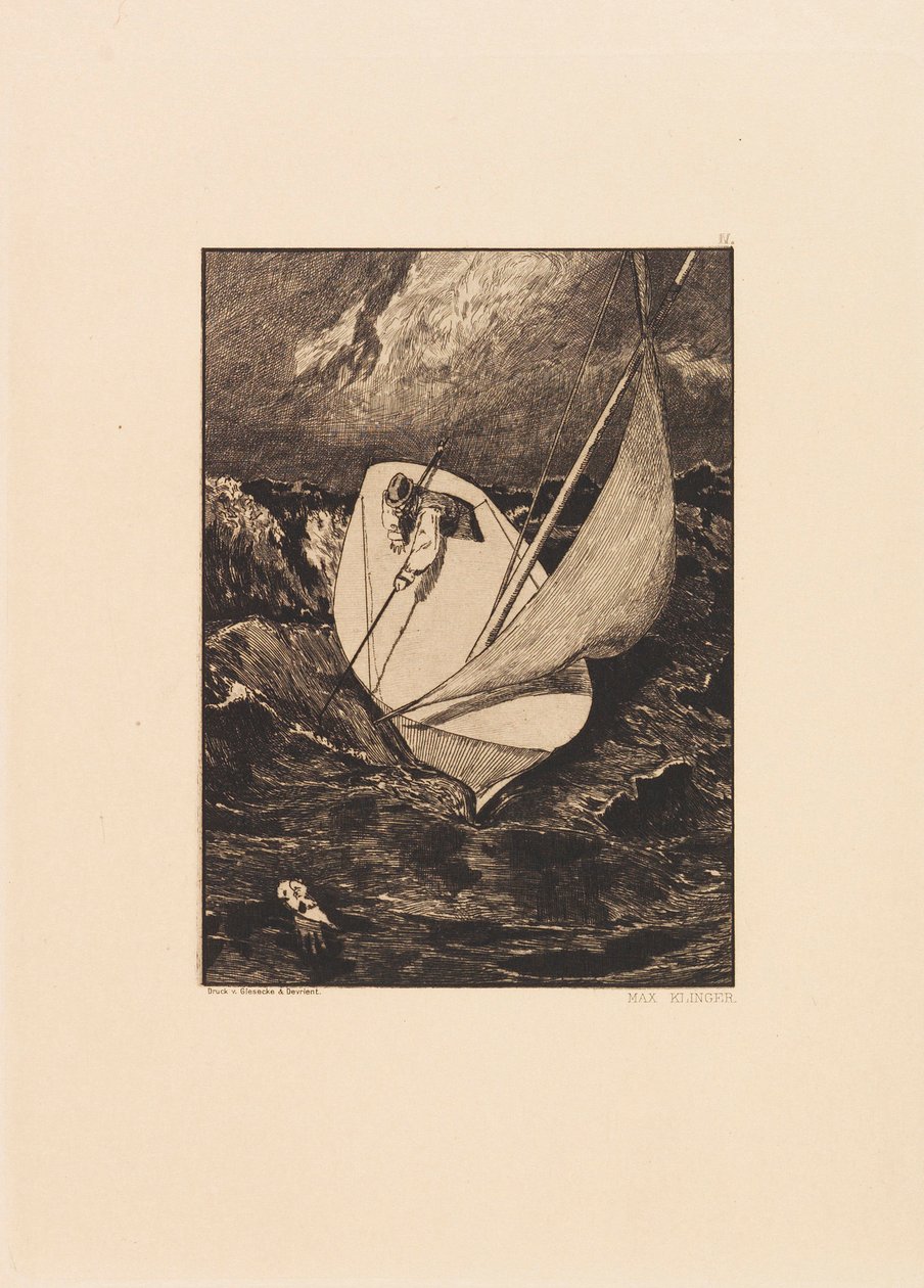 作品六，选自《关于发现手套的解析》，1881年。 作者 马克斯·克林格