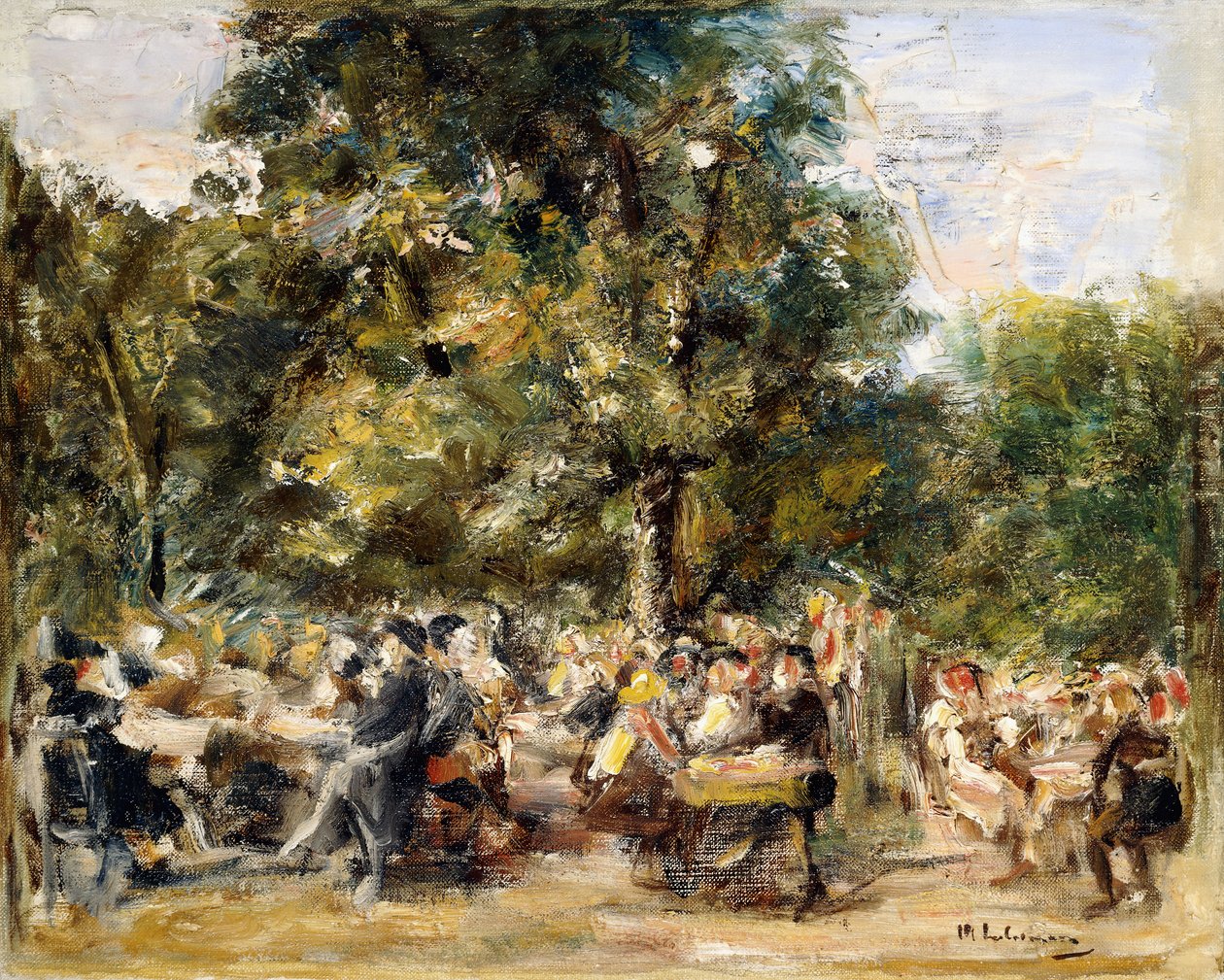 哈弗尔河上的花园餐厅； Gartenlokal an der Havel，1933年 作者 马克斯·利伯曼