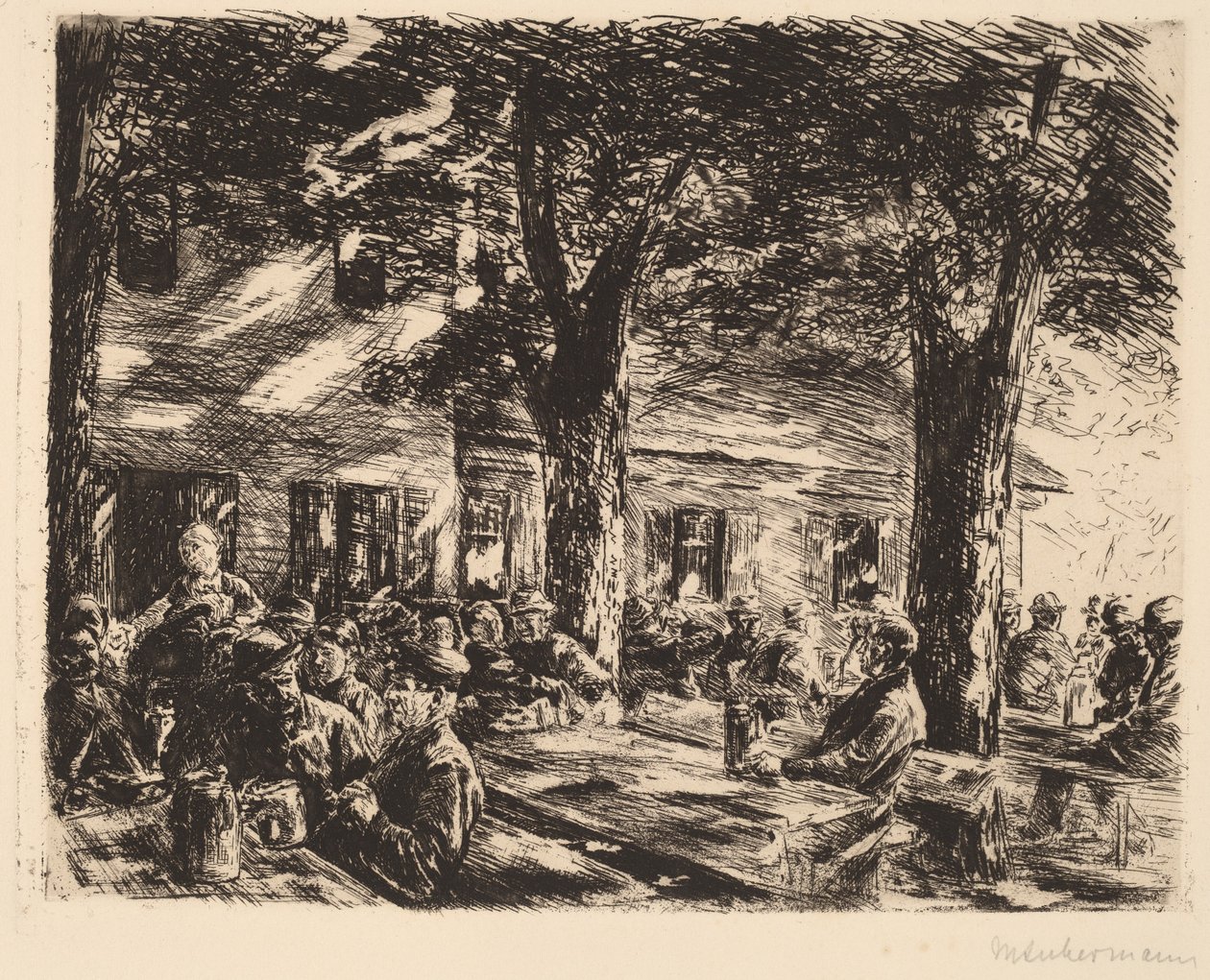 罗森海姆的一个酒馆花园，1895年。 作者 马克斯·利伯曼