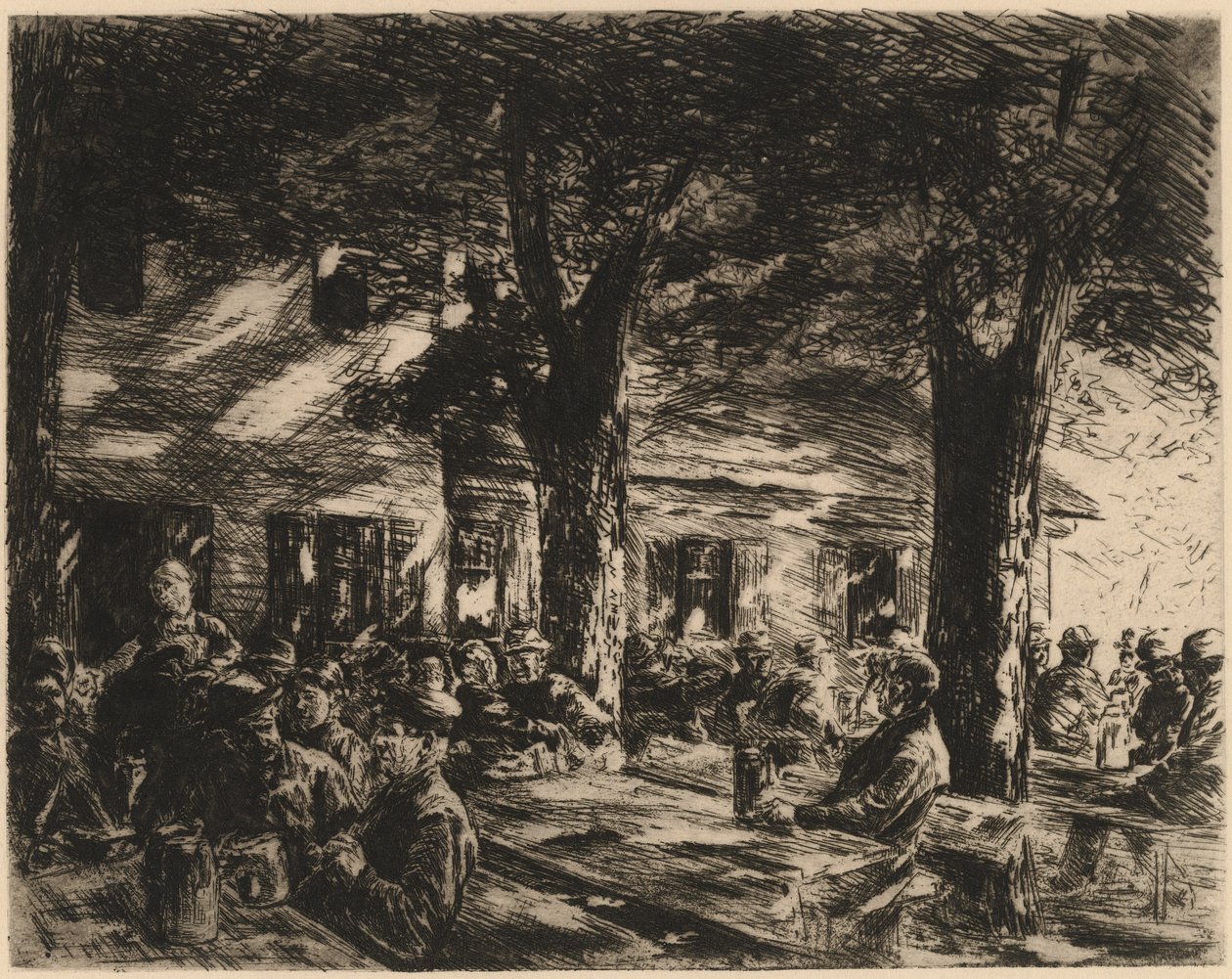 罗森海姆的一个酒馆花园，1895年。 作者 马克斯·利伯曼