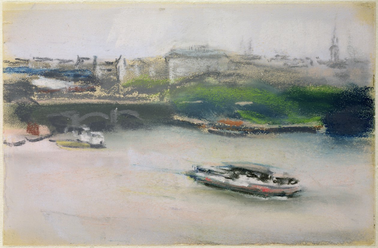 Binnenalster与Lombardsbrucke，汉堡，1910年（纸上粉彩） 作者 马克斯·利伯曼