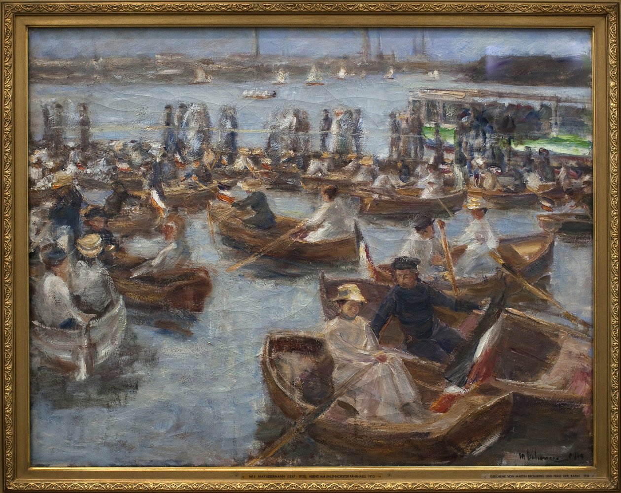 在Uhlenhorster（汉堡郊区）的Fahrhaus的晚上。马克斯-利伯曼（1847-1935）的画作，帆布油彩 作者 马克斯·利伯曼