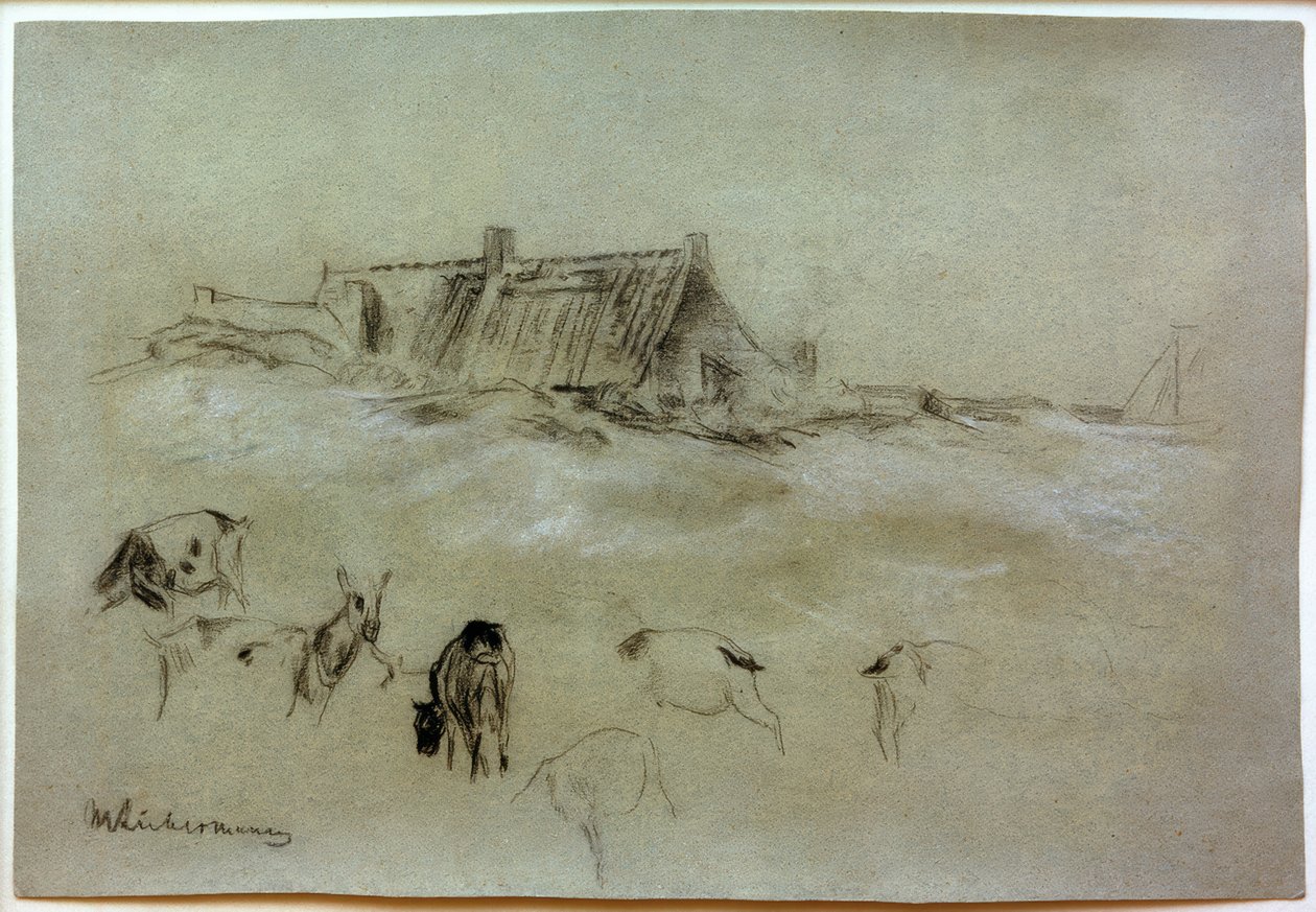 莱伯曼（M.Liebermann），海滨别墅，在前景山羊中 作者 马克斯·利伯曼