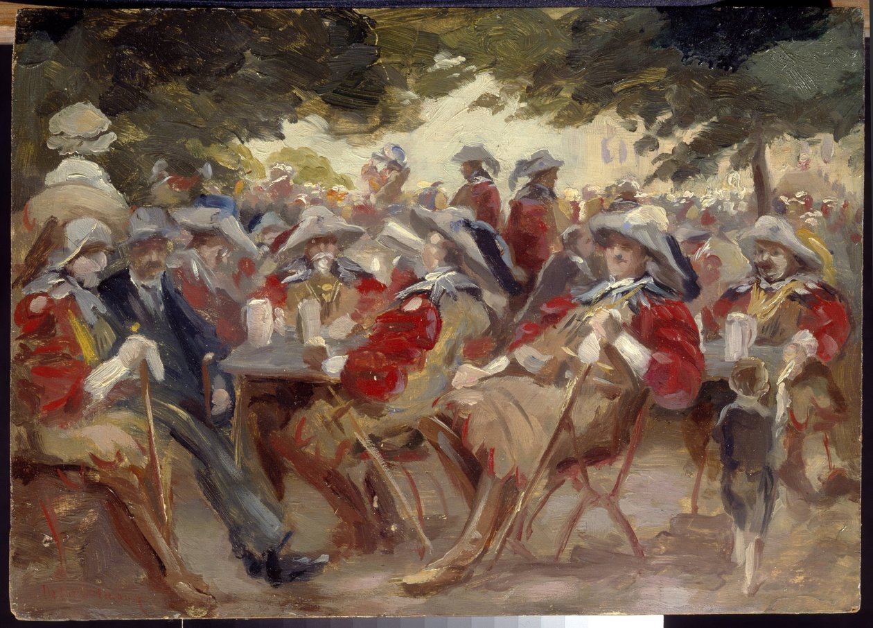 Rejouisssances（欢乐时光）。马克斯-利伯曼（1847-1935 年）的作品，木板油画。德国艺术，19 世纪晚期至 20 世纪，印象派。莫斯科国立普希金美术馆。 作者 马克斯·利伯曼