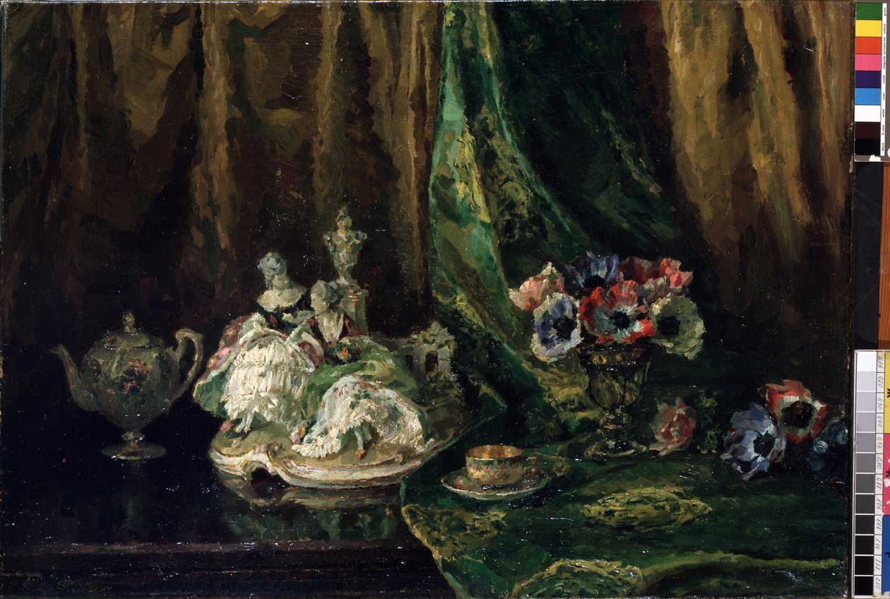马克斯·穆勒（Max Muller，1871-1938）（德国人）的画作《瓷器和花朵的静物》布面油画。 Mikalojus Konstantinas Ciurlionis 美术博物馆，考纳斯，立陶宛 作者 马克斯·穆勒