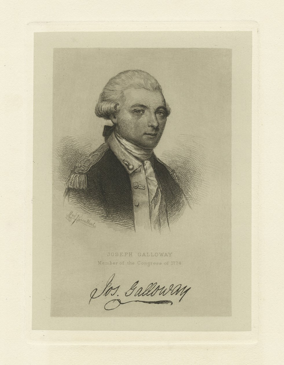 约瑟夫·加洛韦（Joseph Galloway），1774年国会议员，约1885年 作者 马克斯·罗森塔尔