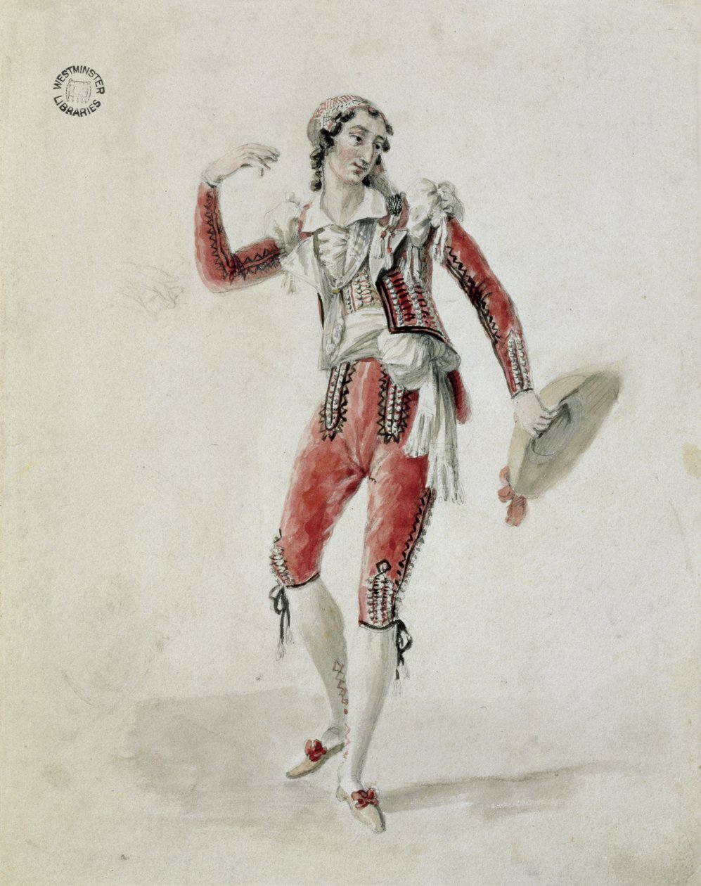 国王剧院的De Begnis，1823年的“费加罗的婚姻”中的费加罗（纸上的铅笔和纸） 作者 马克西姆·高西（Maxim Gauci）