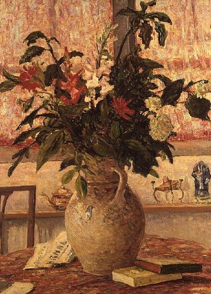 一束鲜花在窗前，1910年 作者 马克西姆·埃米尔·路易斯·莫夫拉