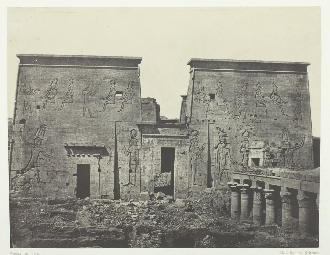 Drômos和Philônes，努比亚Pilônes的伊希斯大庙，184951，1852年印刷。 作者 马克西姆·杜营