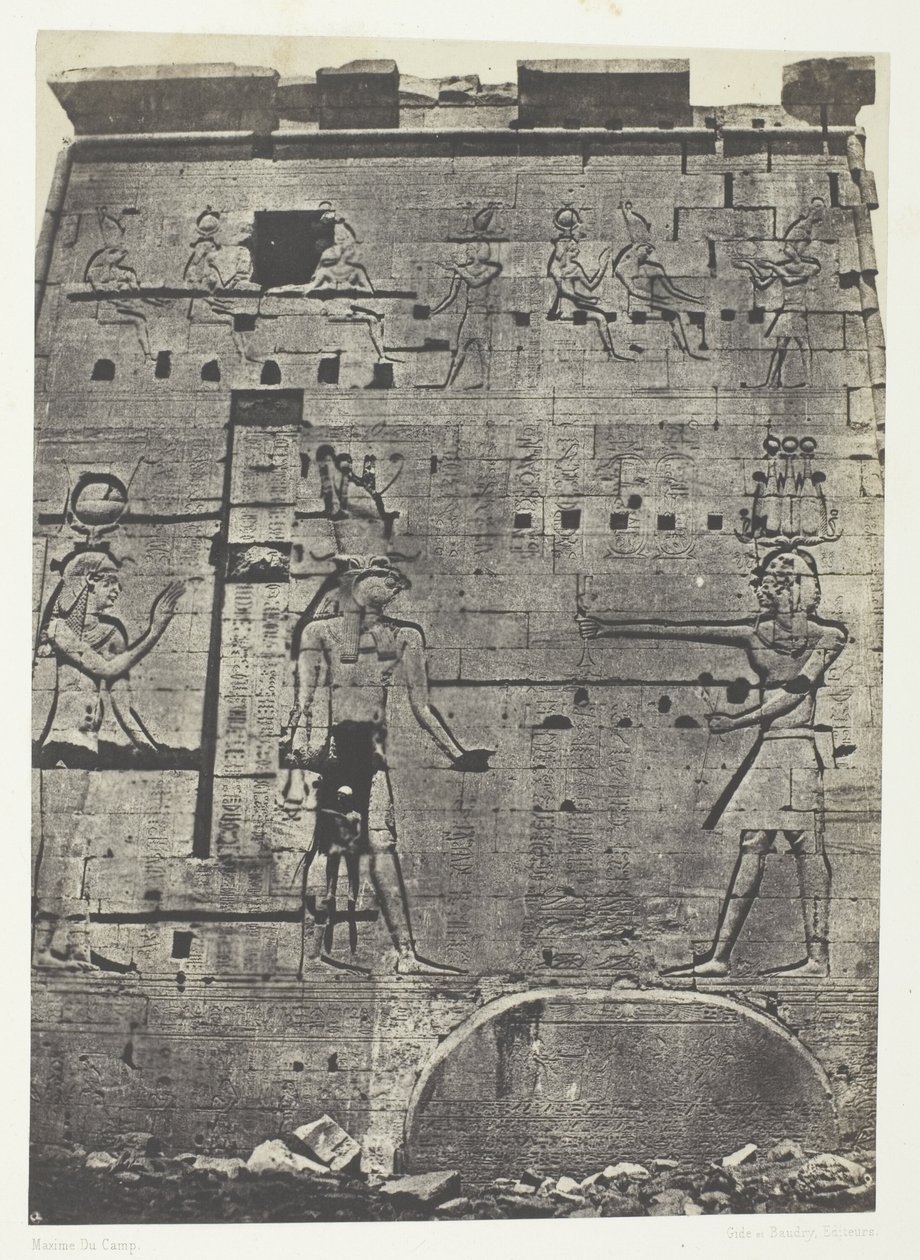 菲洛的伊希斯大神庙，第二塔；努比亚，《埃及、努比亚、巴勒斯坦和叙利亚》（1852 年）画册第 74 版 作者 马克西姆·杜营