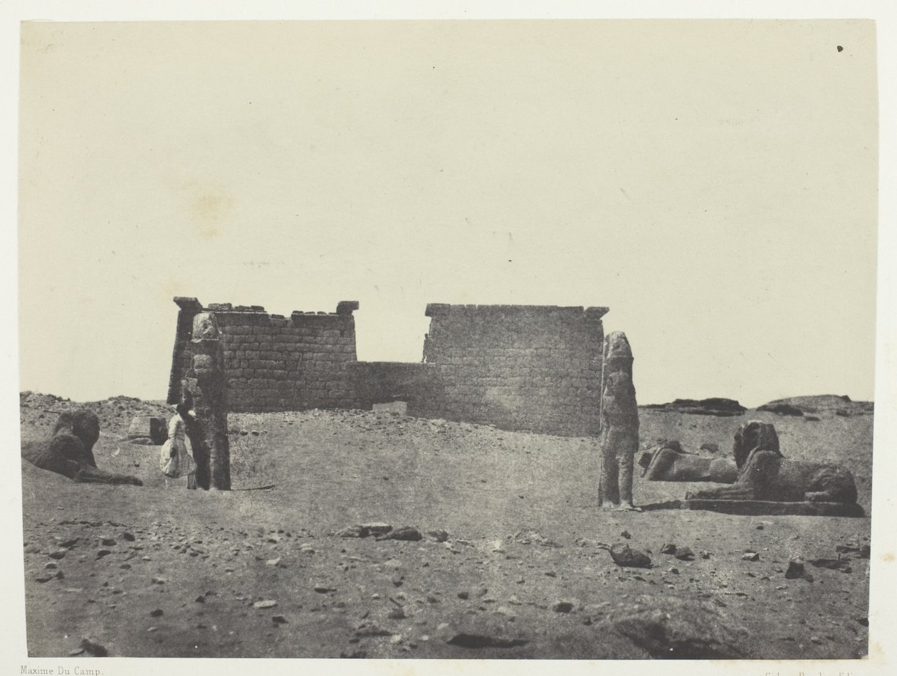 Hémi-Spéos De Séboua，Drômos；Nubie，《埃及、努比、巴勒斯坦和叙利亚》画册（1852 年）第 97 幅图版 作者 马克西姆·杜营
