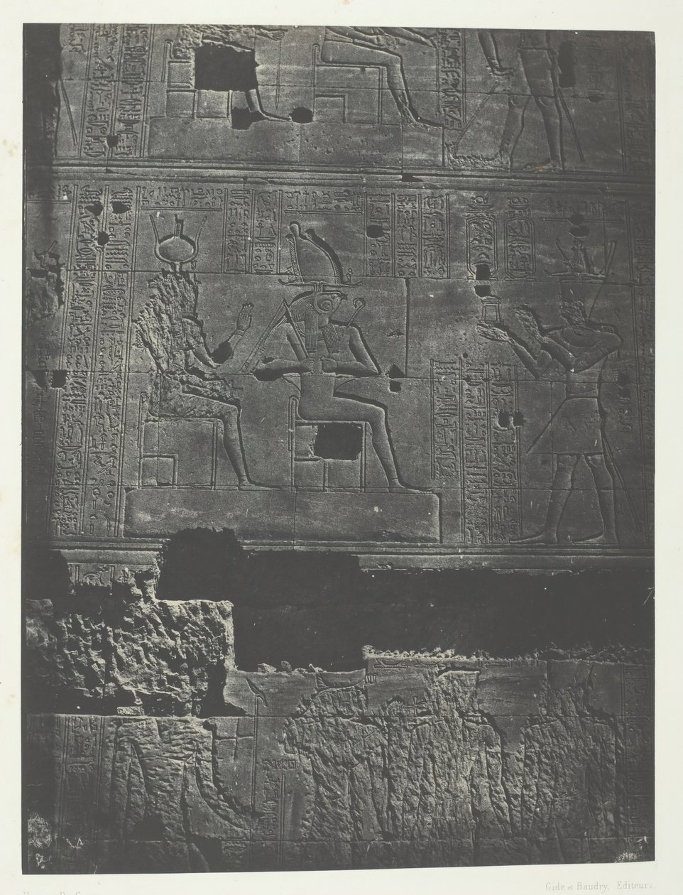 西墙，努比亚菲罗的伊希斯大庙，184951年，1852年印刷。 作者 马克西姆·杜营
