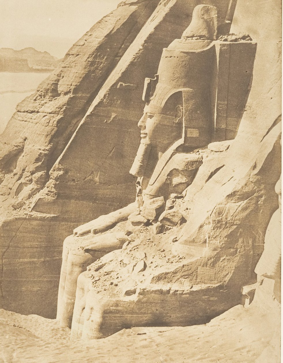 Spéos de Phré的东方巨像简介，在Abousembil的Rhamsès-l...的肖像，1850年3月29日。 作者 马克西姆·杜营