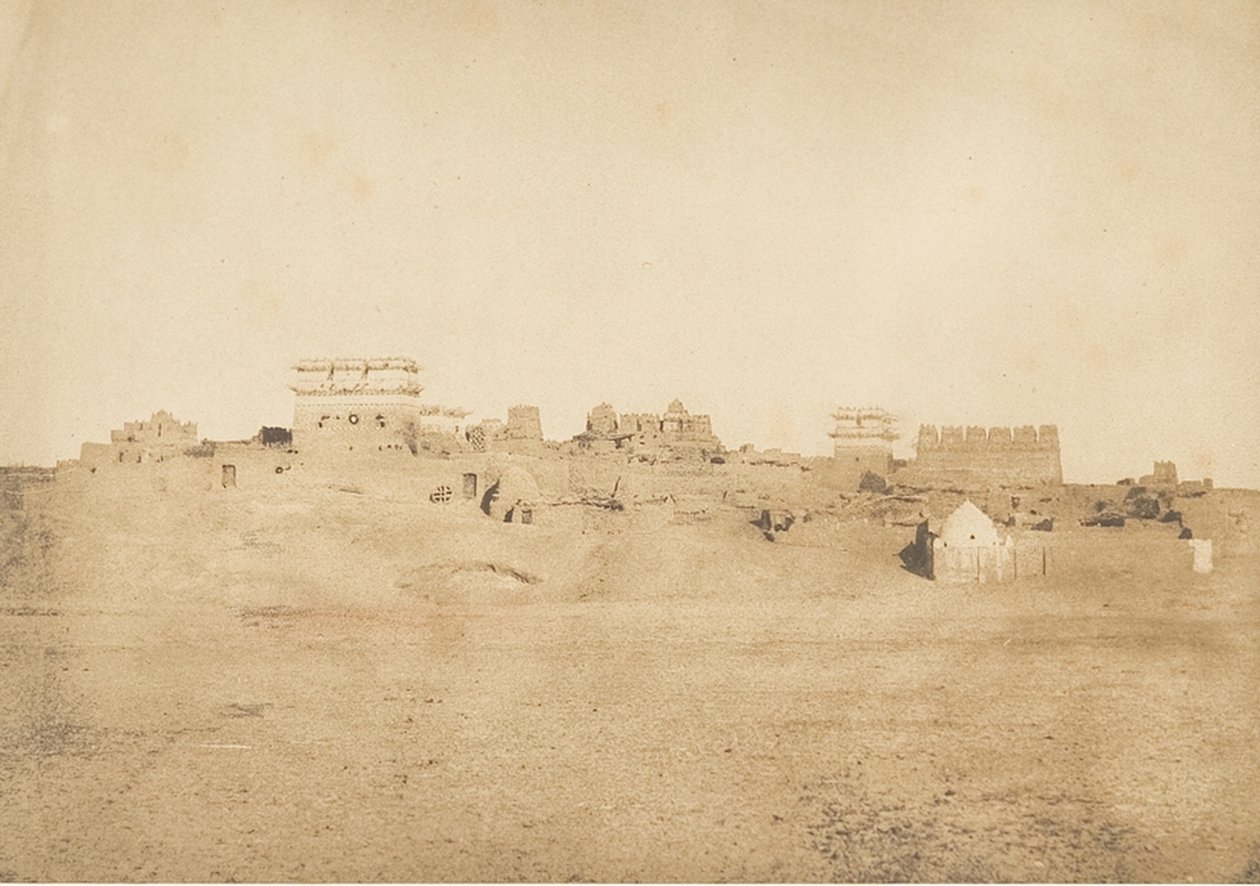 卢克索村的部分景观，底比斯，1849-50。 作者 马克西姆·杜营
