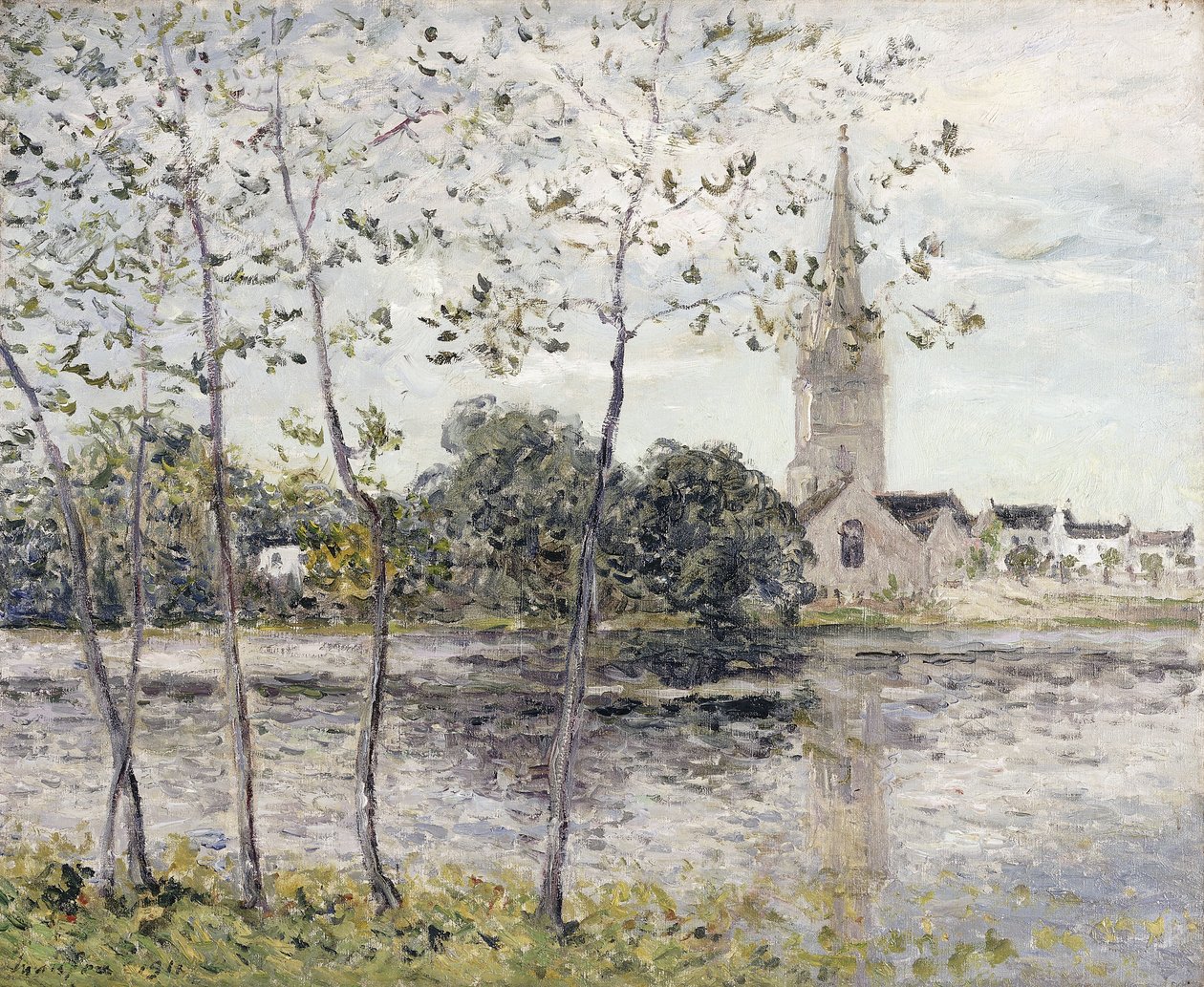 在Finistere的Rosporden的池塘旁； Au Bord de l“ Etang and Rosporden，菲尼斯特雷，1911年 作者 马克西姆·埃米尔·路易斯·莫夫拉