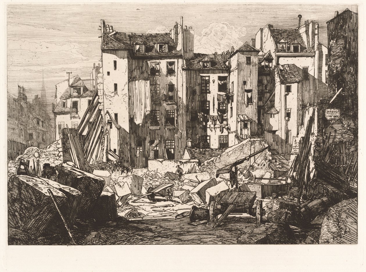 为开放学校街而进行的拆迁(Demolitions pour le percement de la rue des Ecoles) 作者 马克西姆·拉兰（Maxim Lalanne）