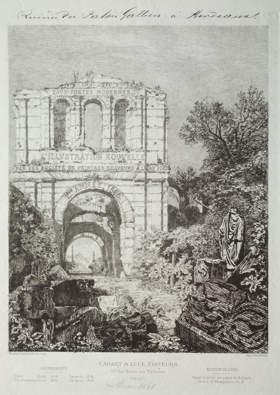 1866-1868年波尔多加连宫的废墟。 作者 马克西姆·拉兰（Maxim Lalanne）