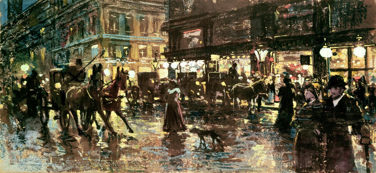 晚上的环城大街，维也纳 作者 马克西米利安·伦兹（Maximilian Lenz）