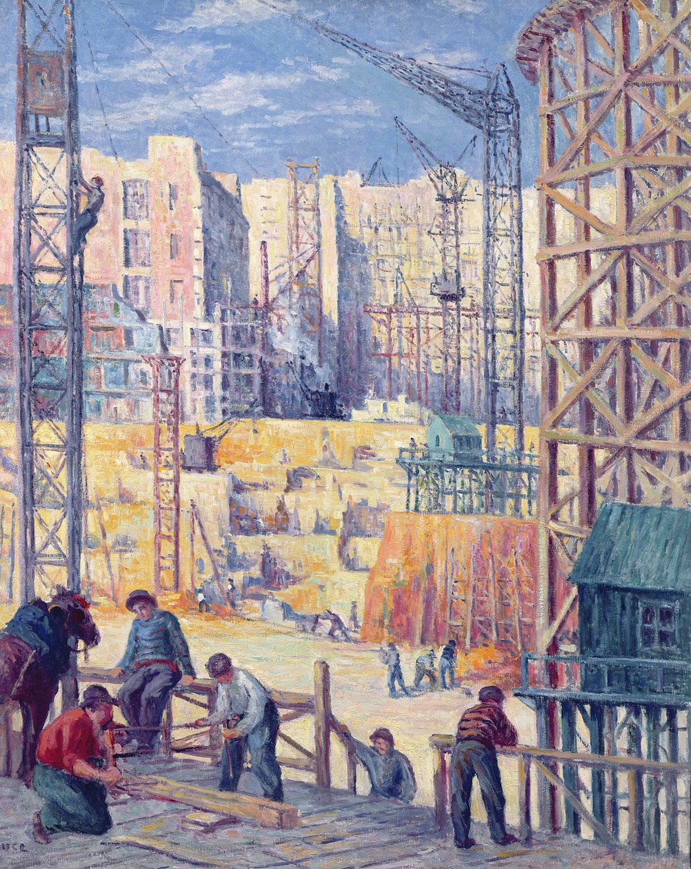 1907年在巴黎的Quai de Passy建筑工地 作者 马克西米利安·卢斯（Maximilien Luce）