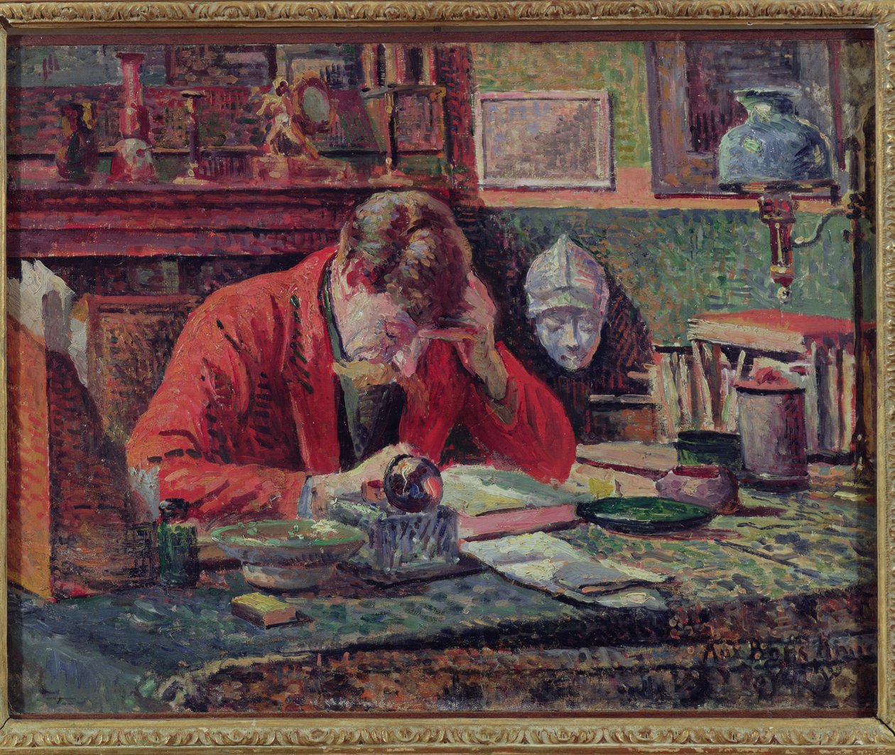 Emile Verhaeren（1855-1916）在他的研究中，c.1897 作者 马克西米利安·卢斯（Maximilien Luce）