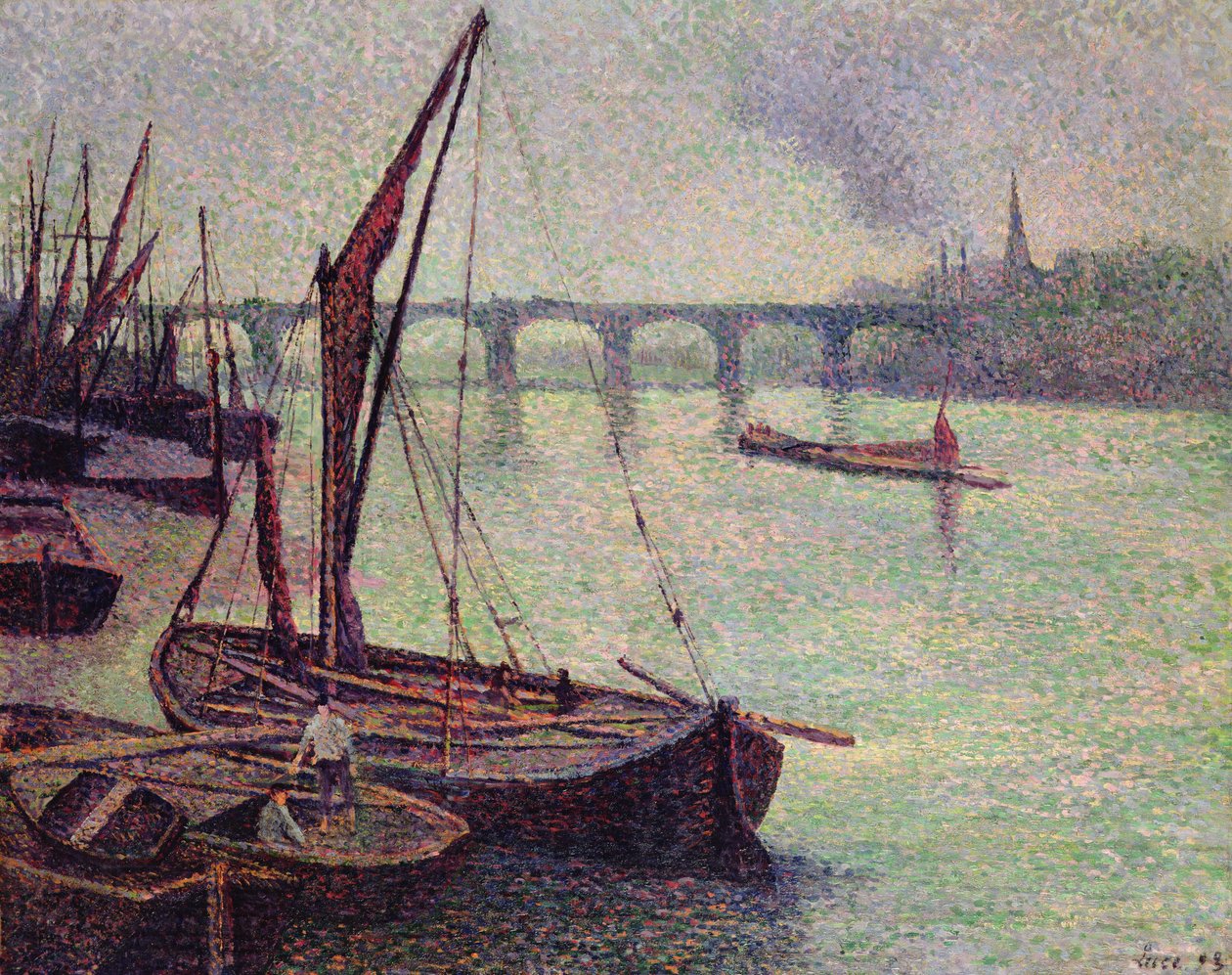 伦敦沃克斯豪尔桥的泰晤士河，1893年 作者 马克西米利安·卢斯（Maximilien Luce）