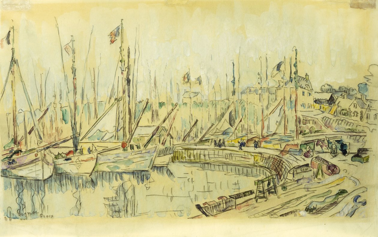 塞纳河上的驳船；塞纳河上的Peniches， 作者 马克西米利安·卢斯（Maximilien Luce）