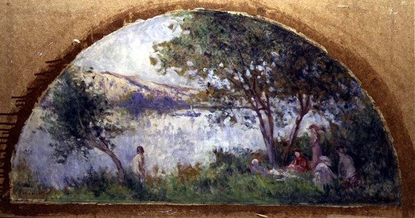 湖边》（板面油画） 作者 马克西米利安·卢斯（Maximilien Luce）