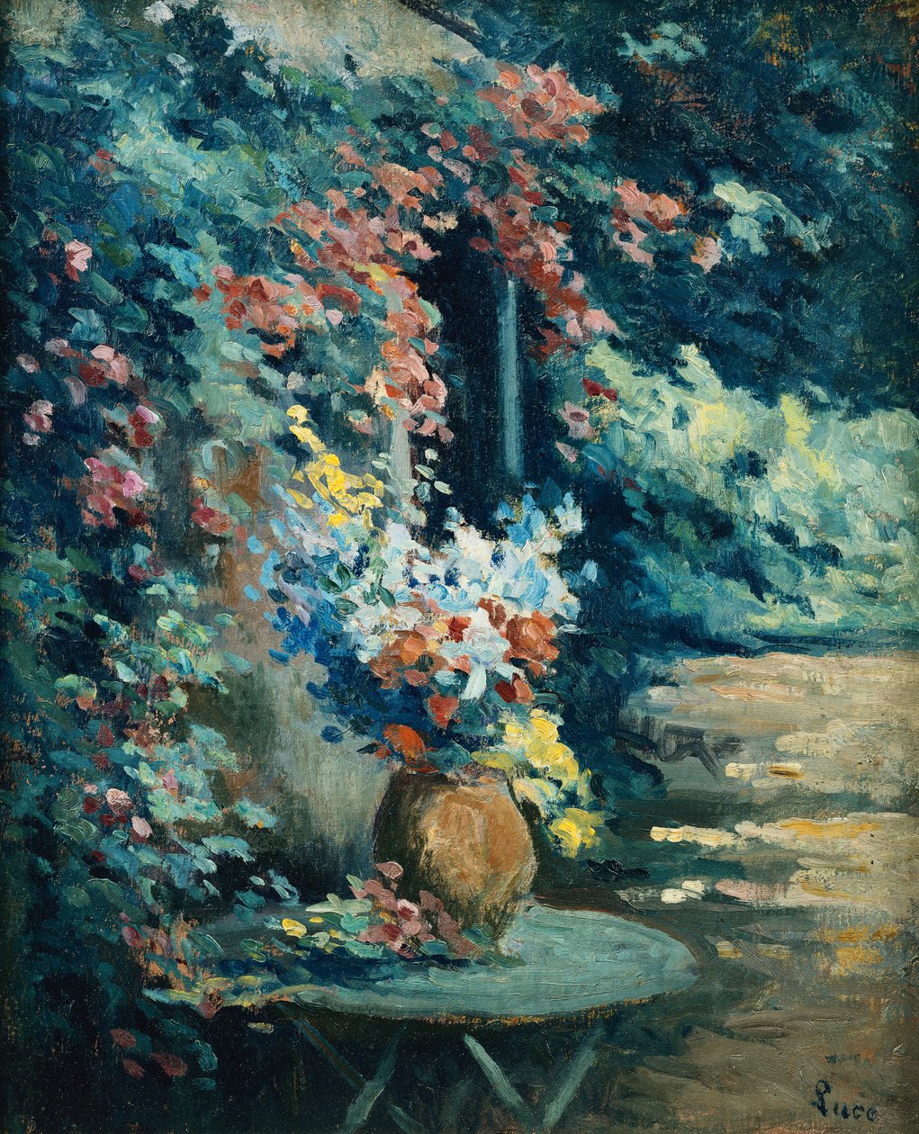 风景中的花朵；在风景中的花束 作者 马克西米利安·卢斯（Maximilien Luce）