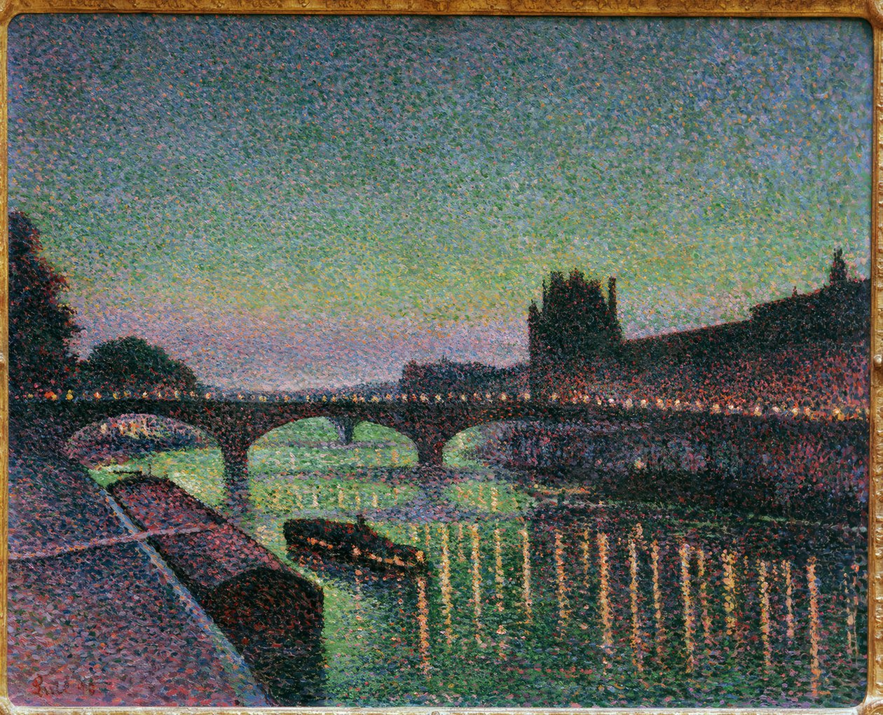 卢浮宫和卡鲁塞尔桥，夜景效果 作者 马克西米利安·卢斯（Maximilien Luce）