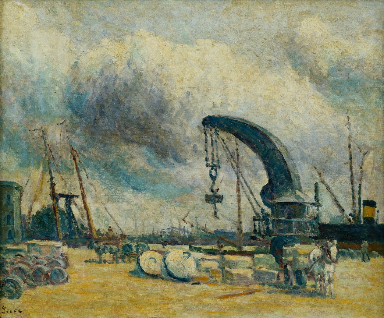 港口，Quai a Schiedamm，1907年 作者 马克西米利安·卢斯（Maximilien Luce）