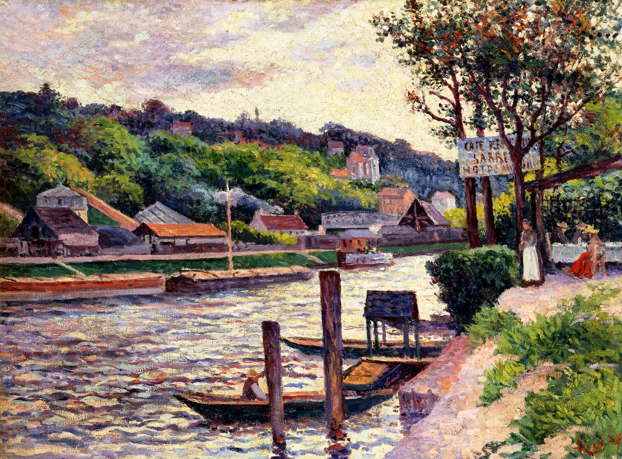瓦兹河畔的户外咖啡馆，1897年 作者 马克西米利安·卢斯（Maximilien Luce）