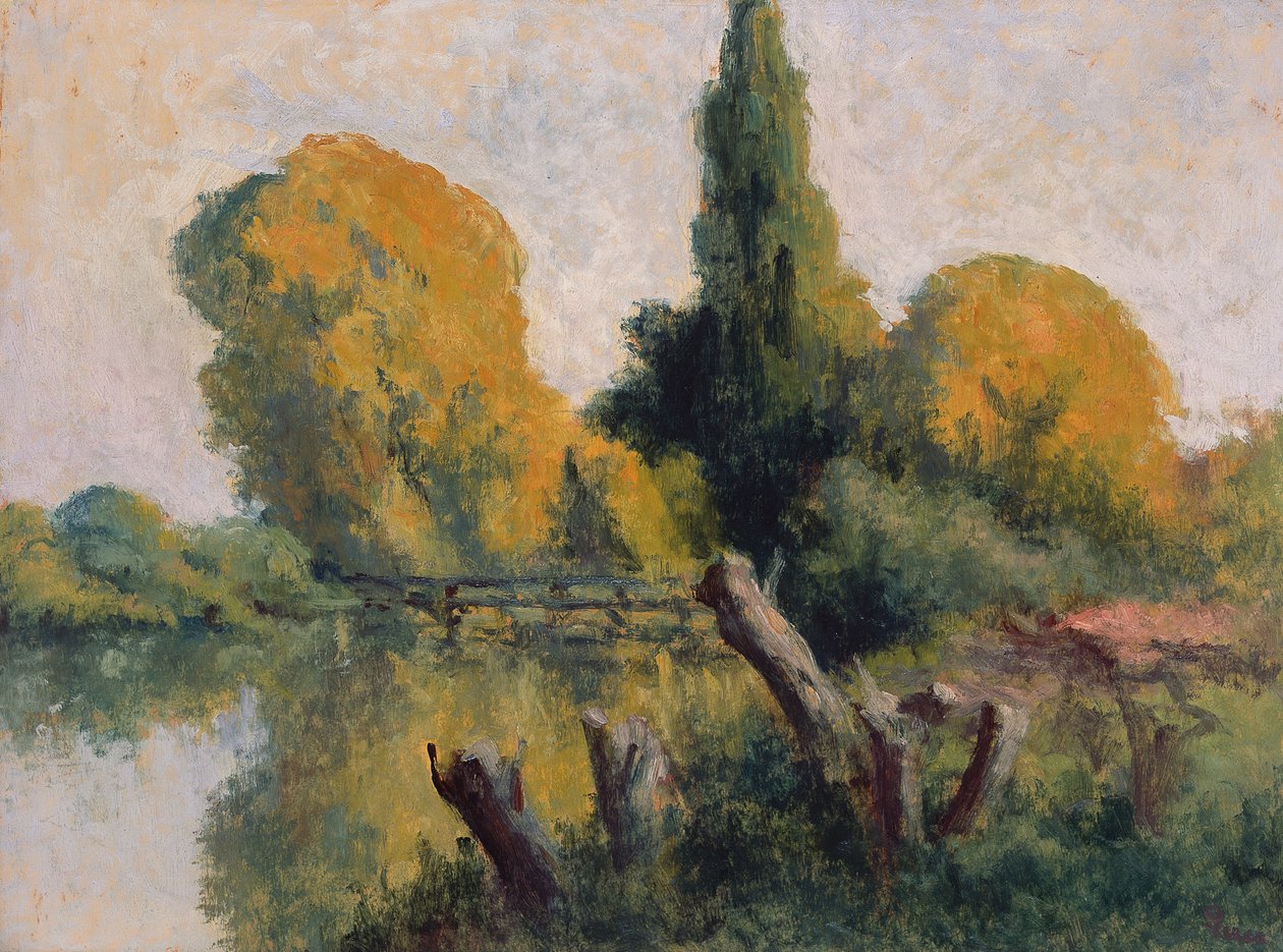 Rolleboise，秋天的塞纳河小武器，约1925年 作者 马克西米利安·卢斯（Maximilien Luce）