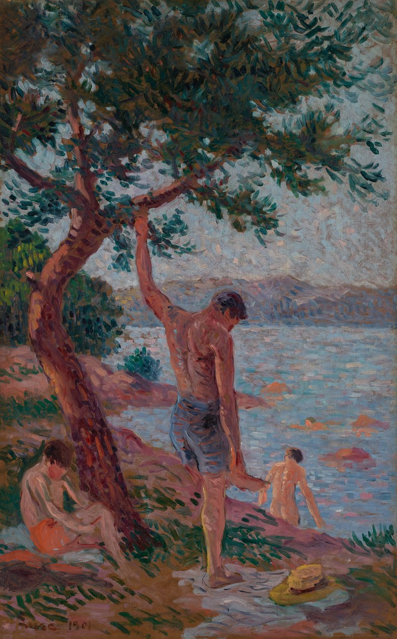 圣特罗佩，松树林下的沐浴者 作者 马克西米利安·卢斯（Maximilien Luce）