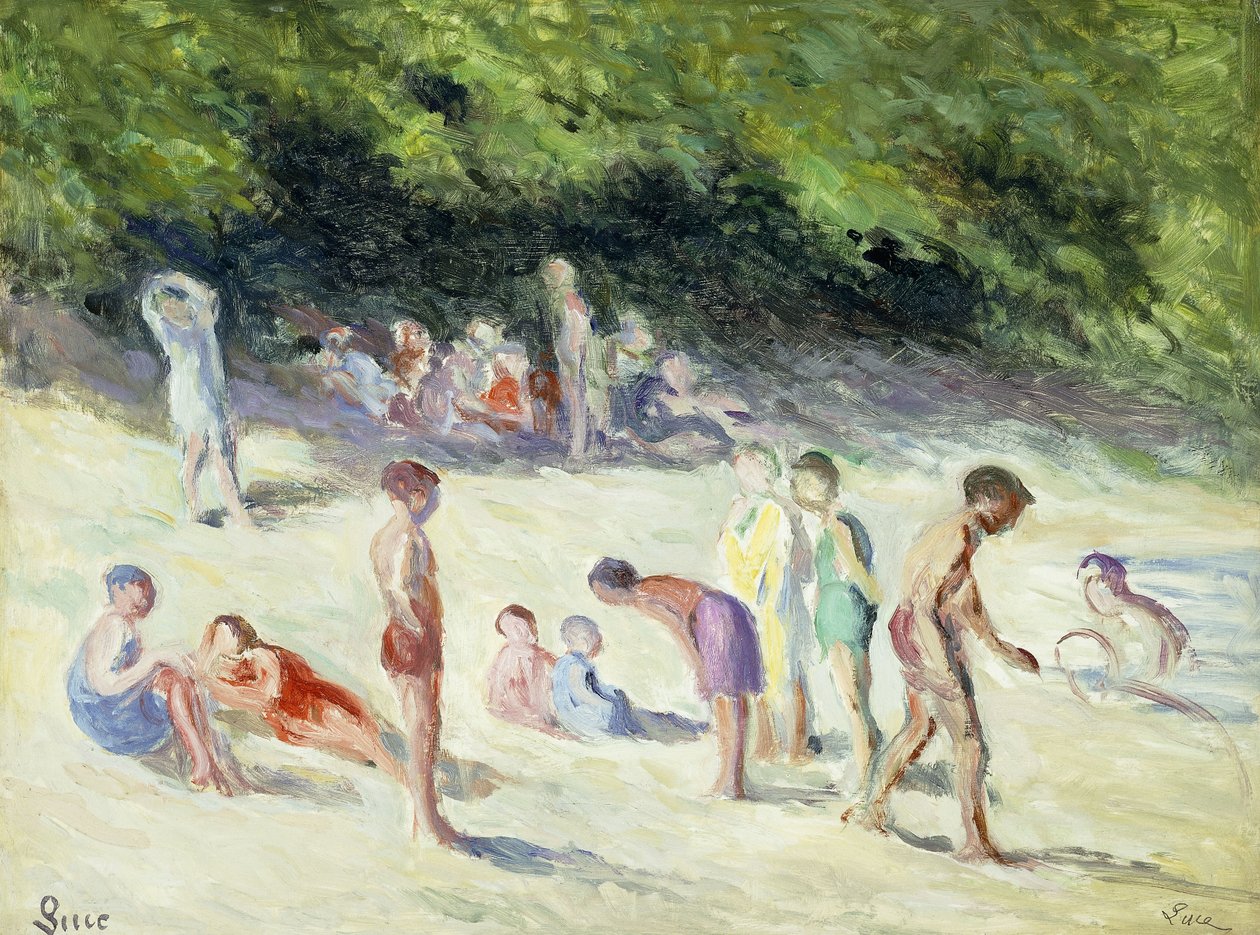 梅里考特的泳客；拉贝格纳德（La Baignade a Mericourt），1935年 作者 马克西米利安·卢斯（Maximilien Luce）