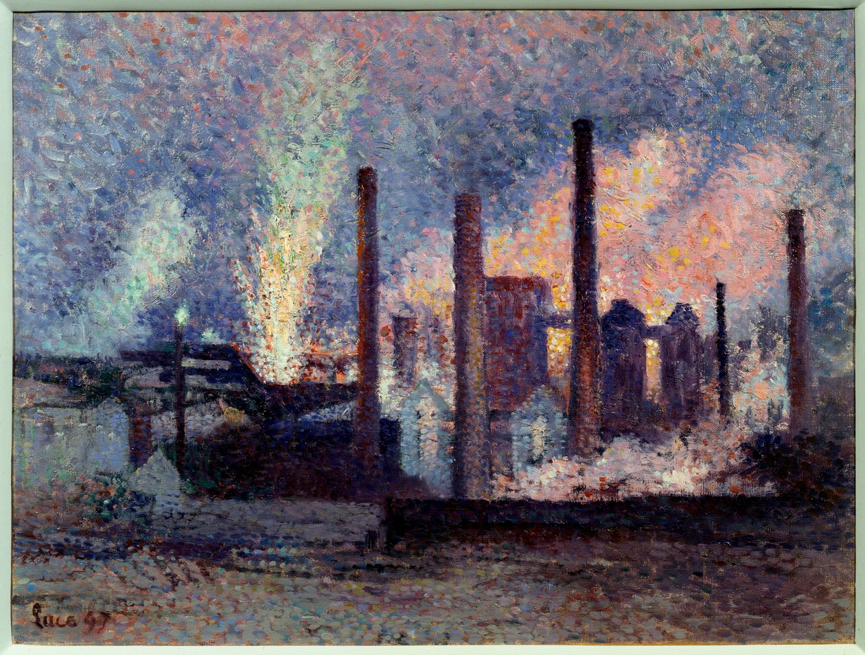 比利时沙勒罗瓦钢铁厂的景色，马克西米连·卢斯（Maximilien Luce，1858-1941 年）的绘画，1897 年 0,38x0,51 m 巴黎，奥赛博物馆 作者 马克西米利安·卢斯（Maximilien Luce）