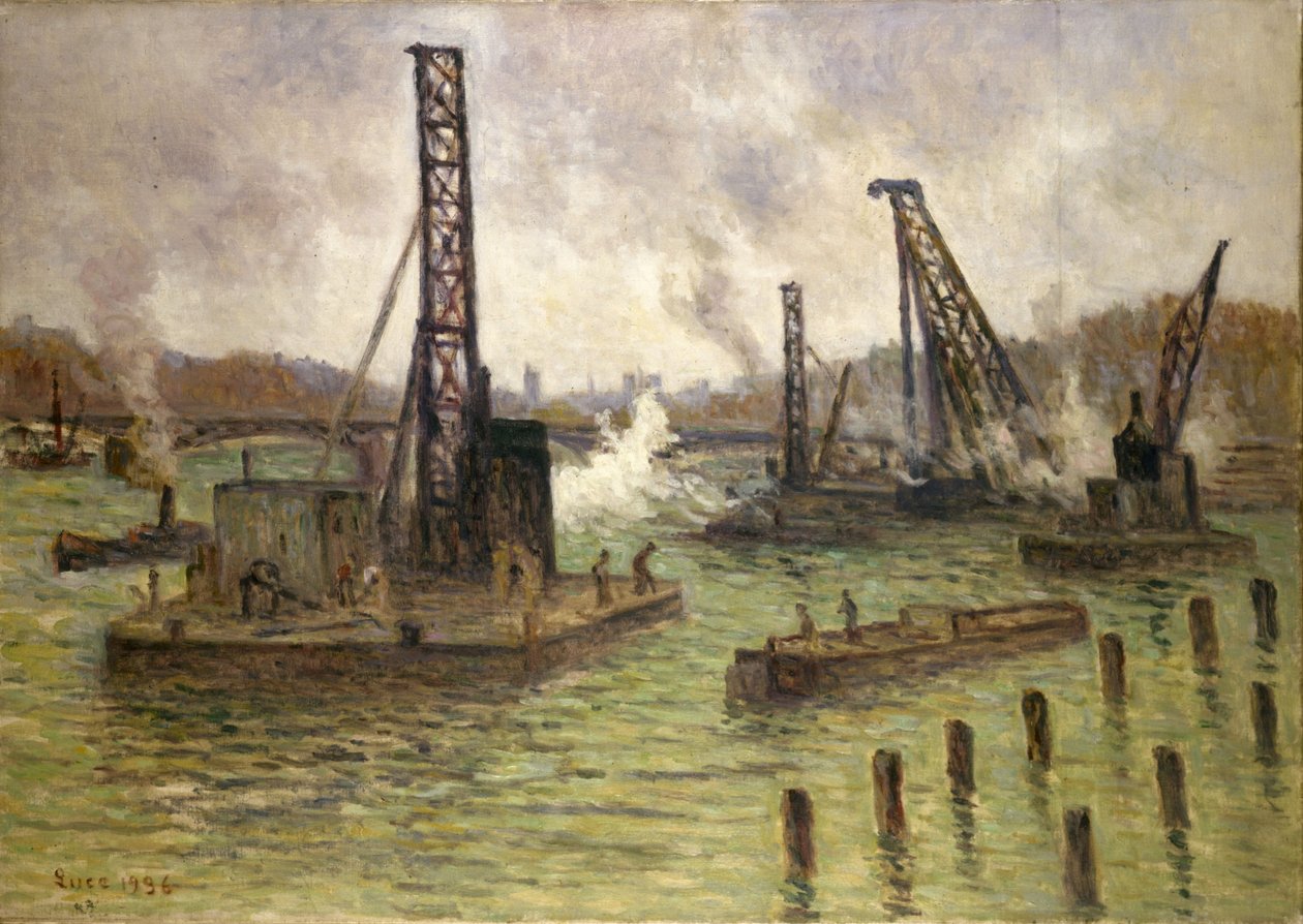塞纳河上的工作，圣徒佩尔桥（Pont des Saints-Pères 作者 马克西米利安·卢斯（Maximilien Luce）