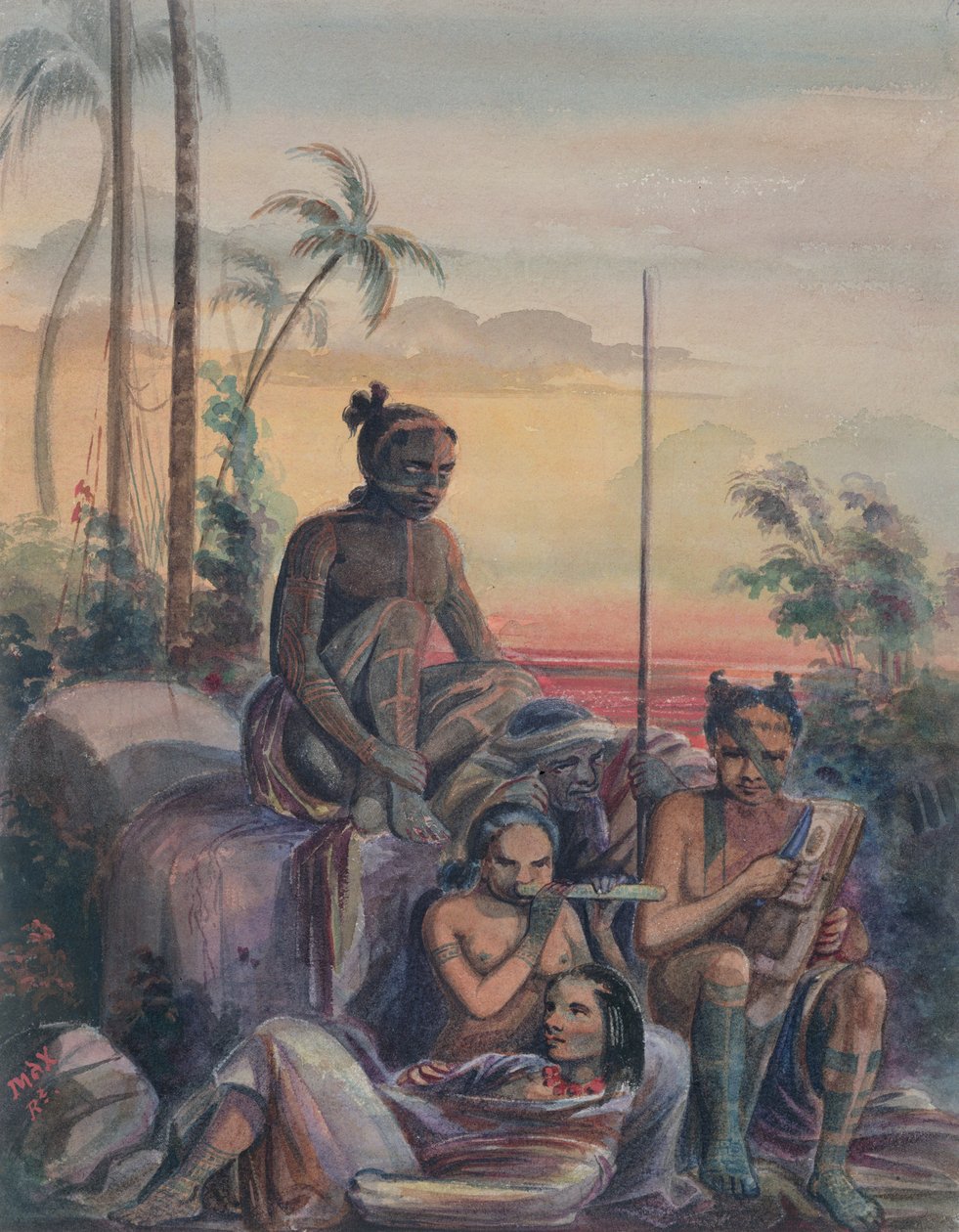 马克萨斯群岛的居民，c.1841-48 作者 马克西米利安·拉格