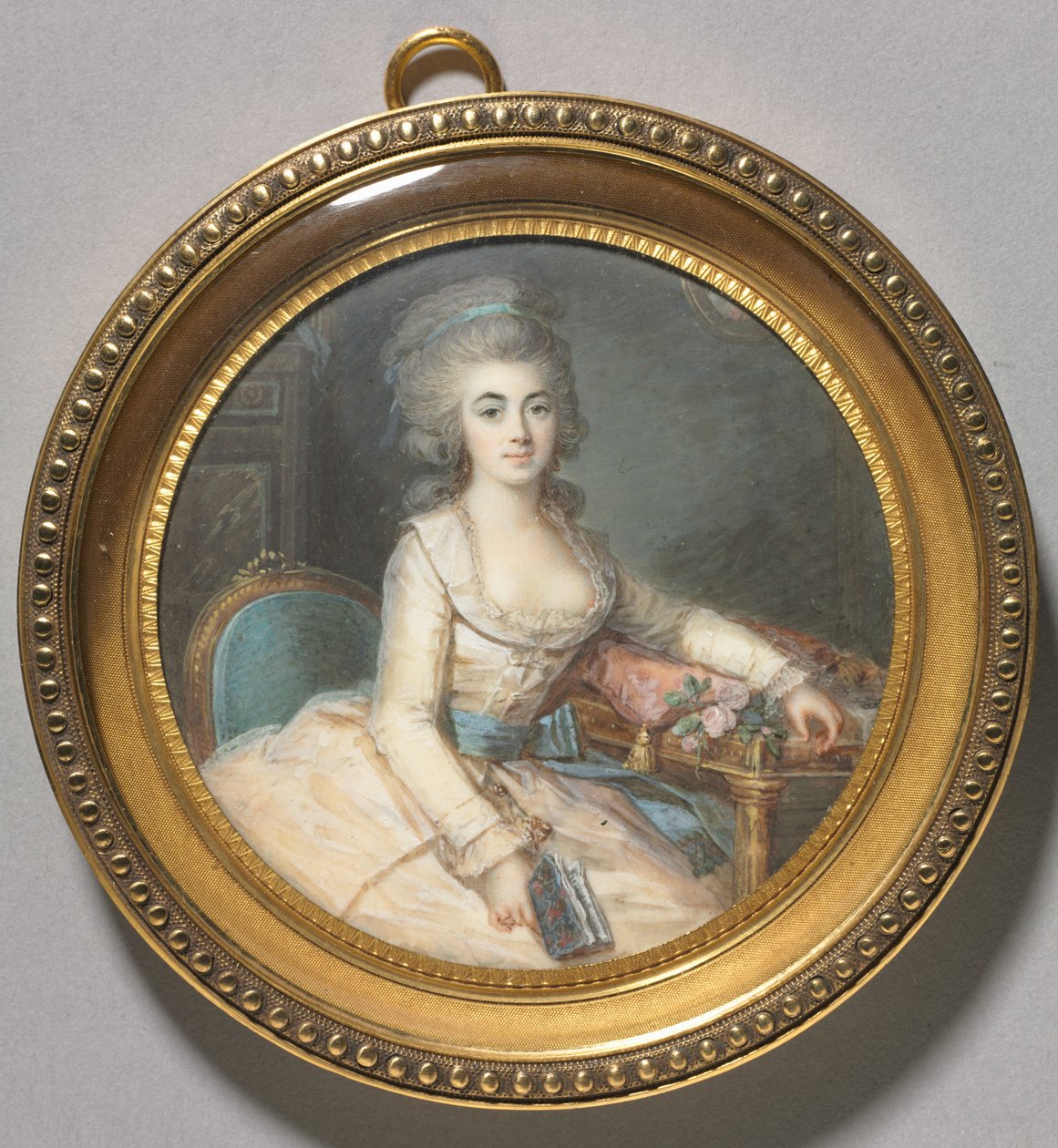 女人的画像，约1780年（象牙上的水彩画） 作者 马克西米利安·维勒斯（Maximilien Villers）